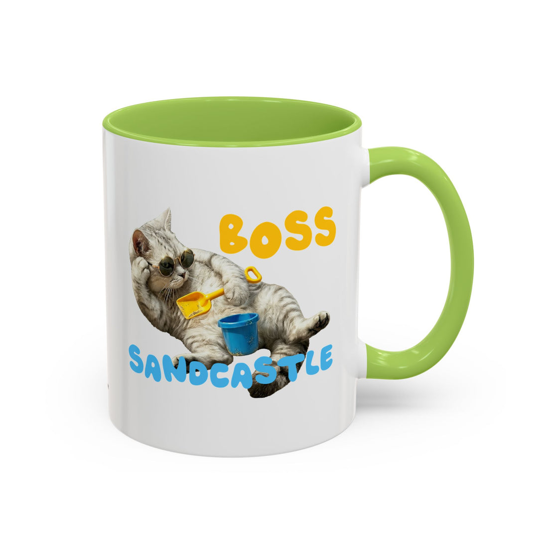 Lustige Sommerkatzen-Tasse | Personalisierte Strandkatzen-Kaffeetasse mit individuellem Text