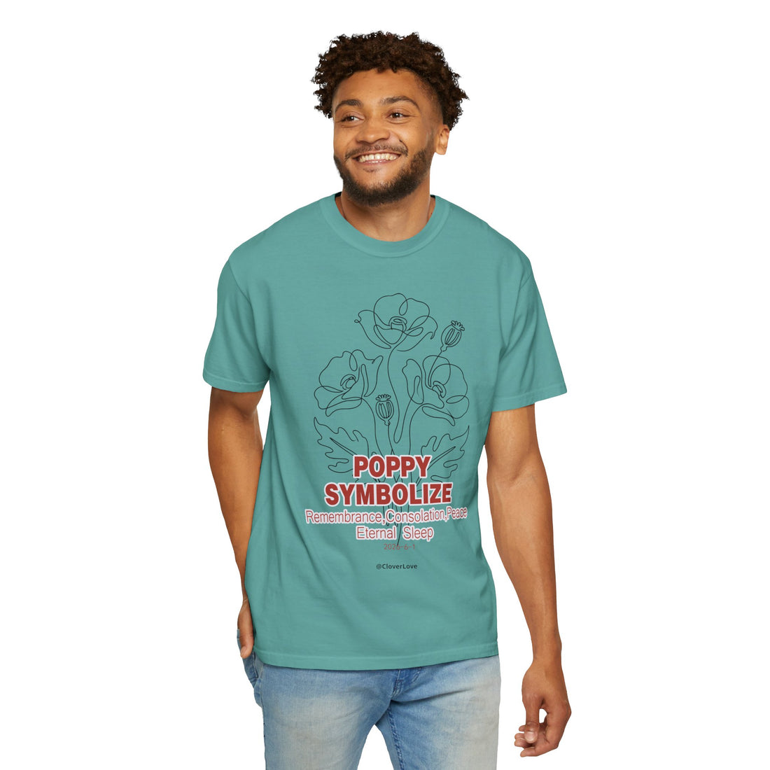 Poppy Flower T-Shirt - Memorial Botanical Graphic Shirt for Flower Lovers