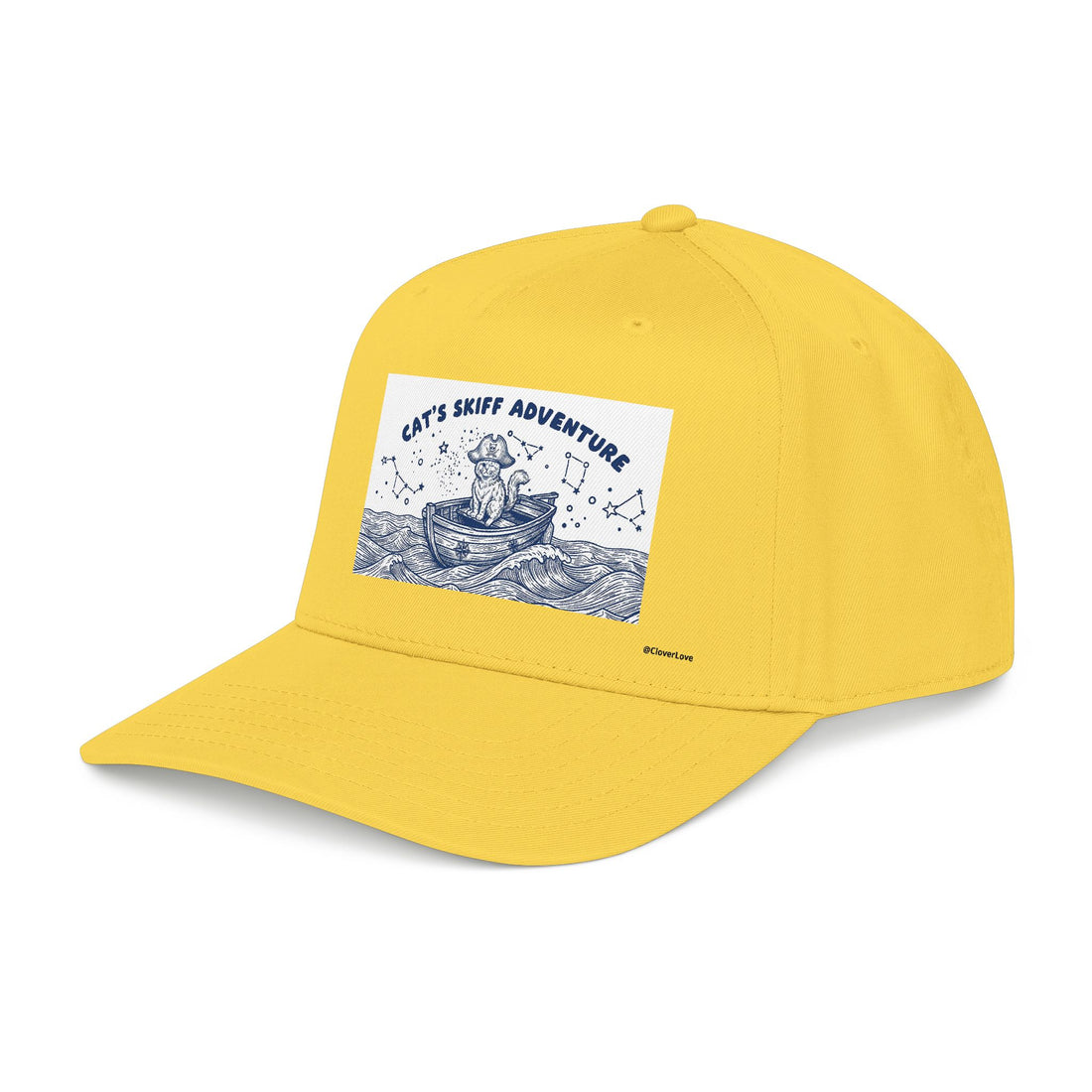 Cat Boat Hat - Ocean Adventure Baseball Cap, Nautical Cat Lover Gift, Coastal Travel Hat