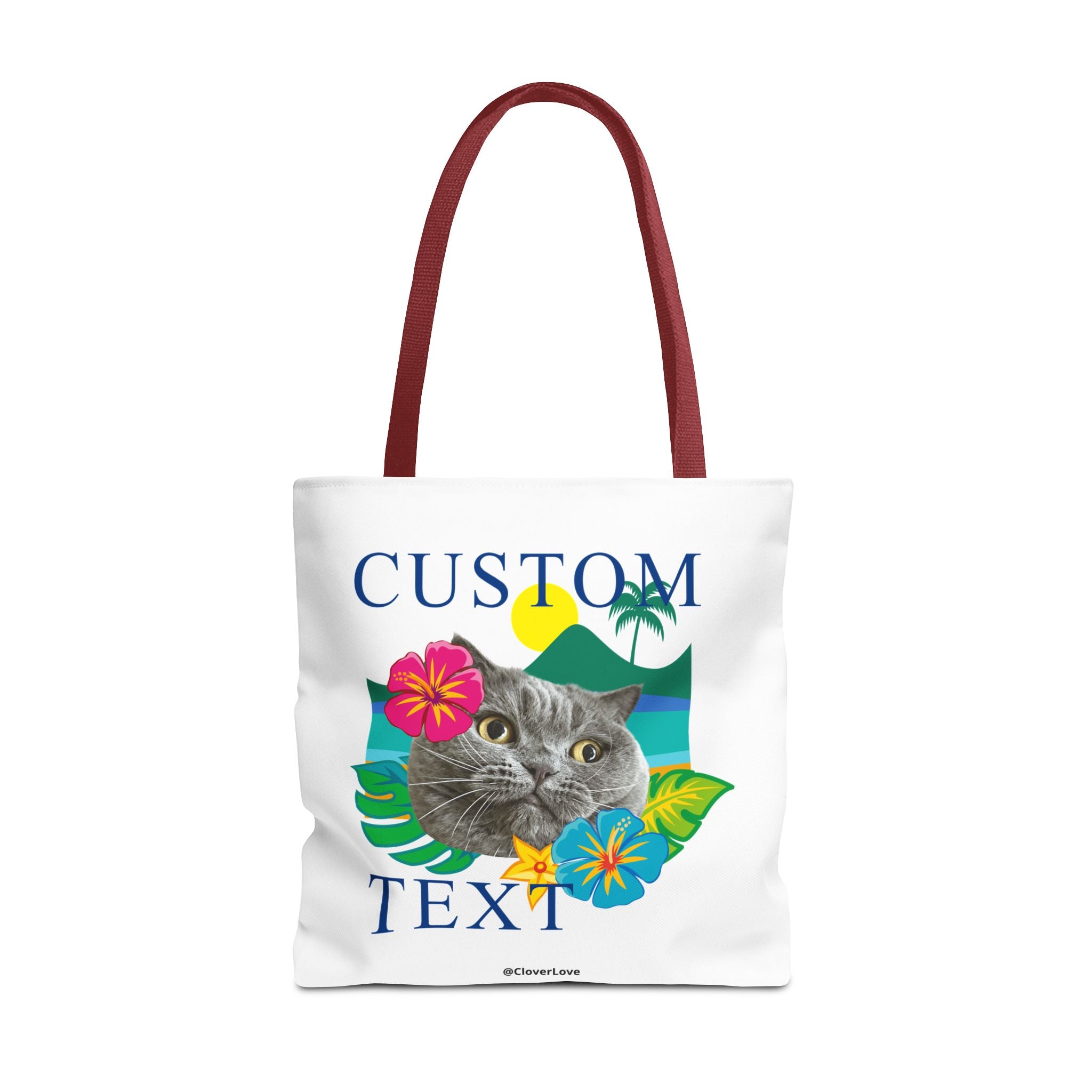 Tropical Cat Tote Bag | Personalized Pet Photo Canvas Bag