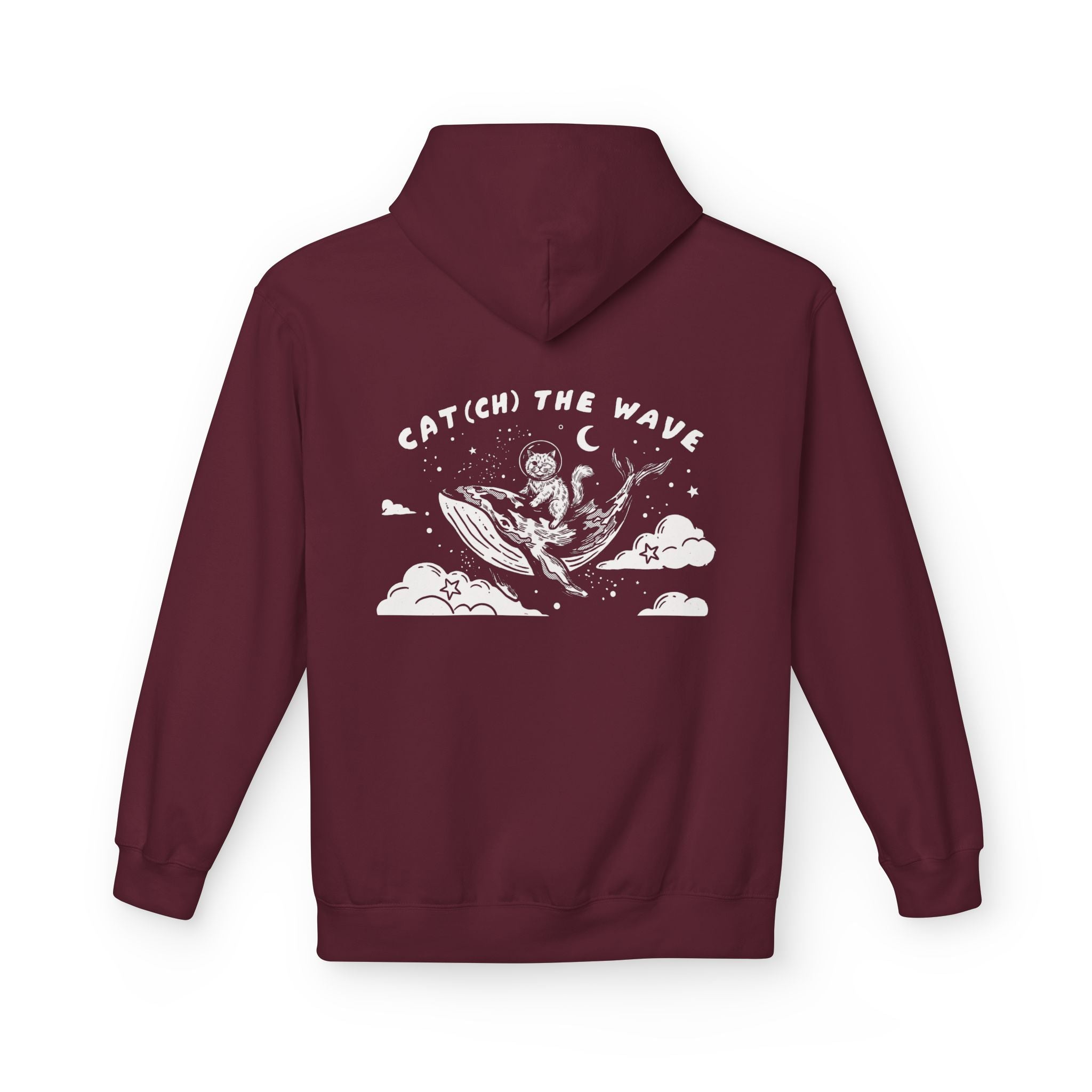 Cat & Whale Adventure Hoodie | Vintage Ocean Graphic Sweatshirt