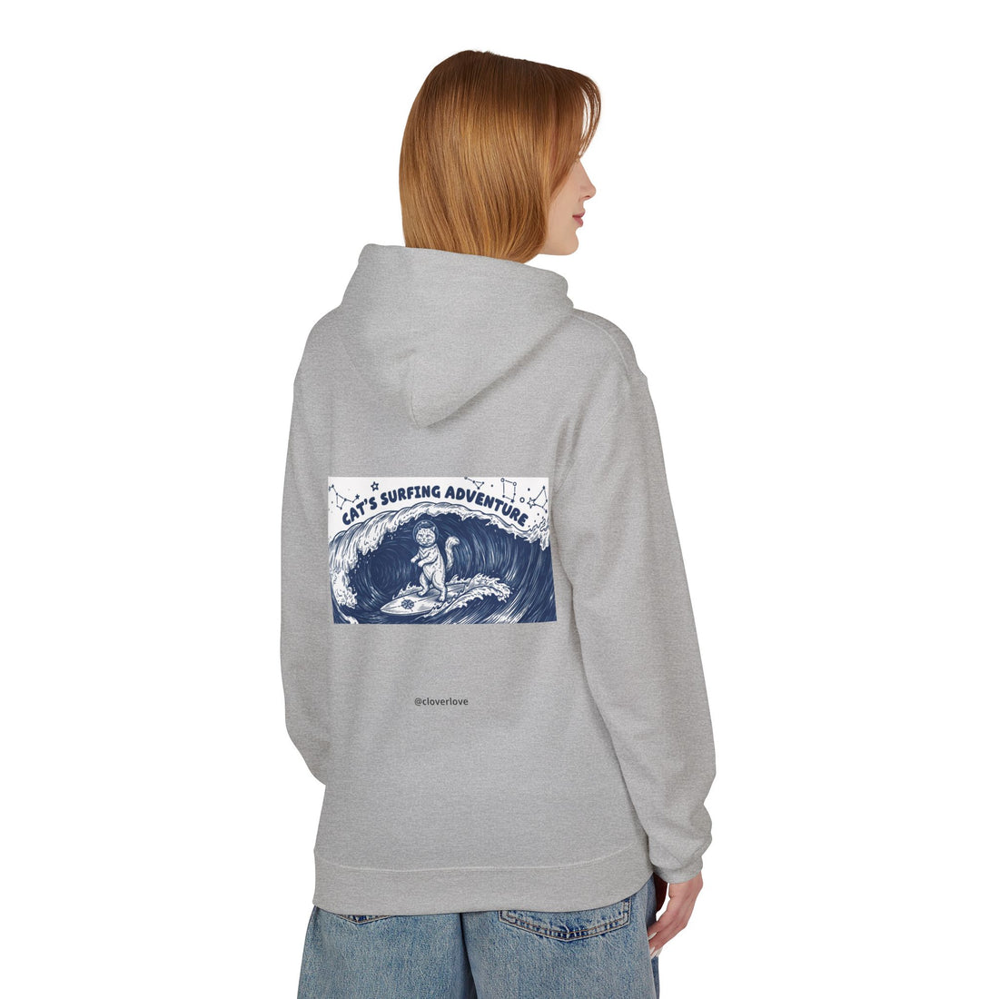 Katzen-Surf-Abenteuer Hoodie | Vintage Meeres-Grafik Sweatshirt