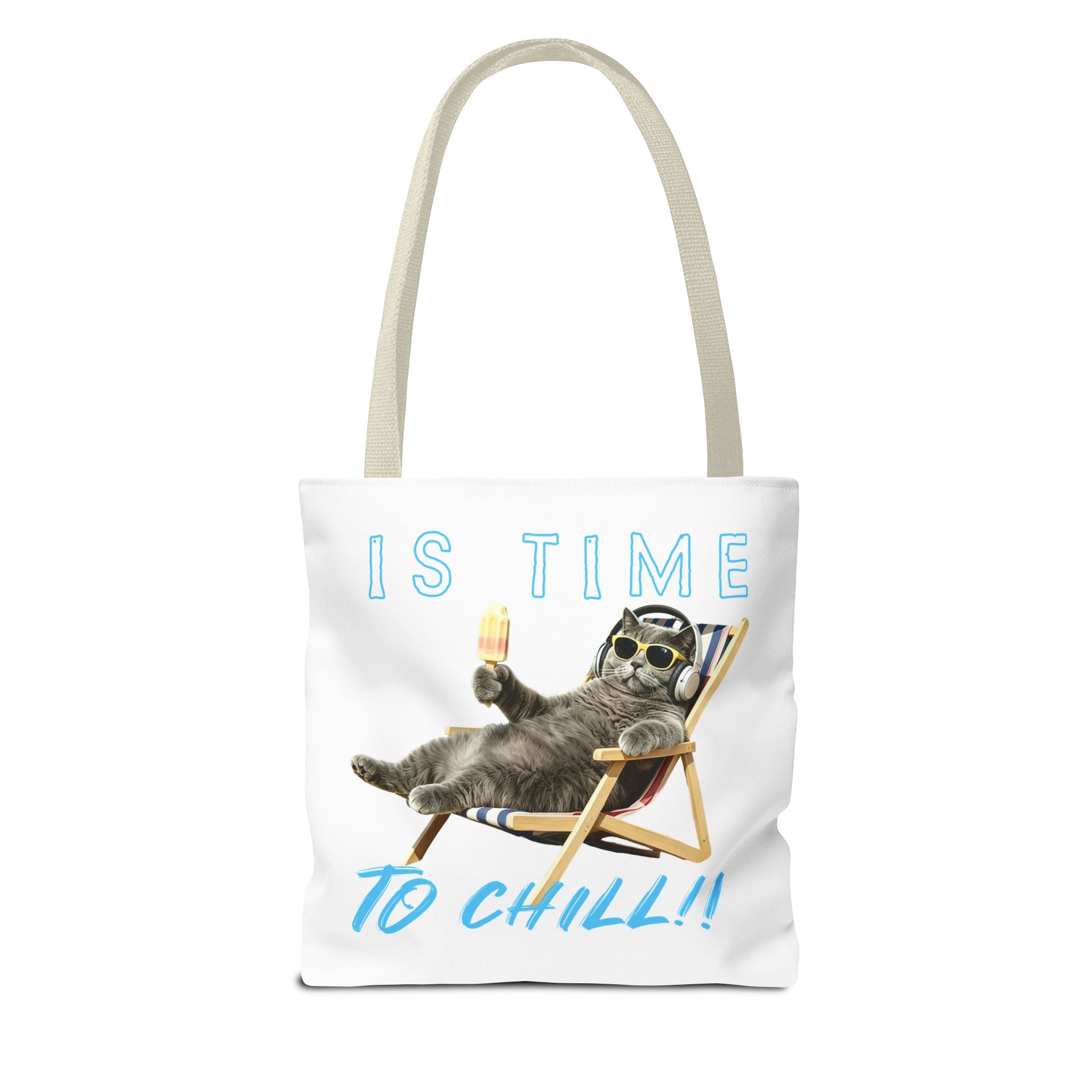 Summer Chill Cat Tote Bag | Funny Cat Lover Beach Bag