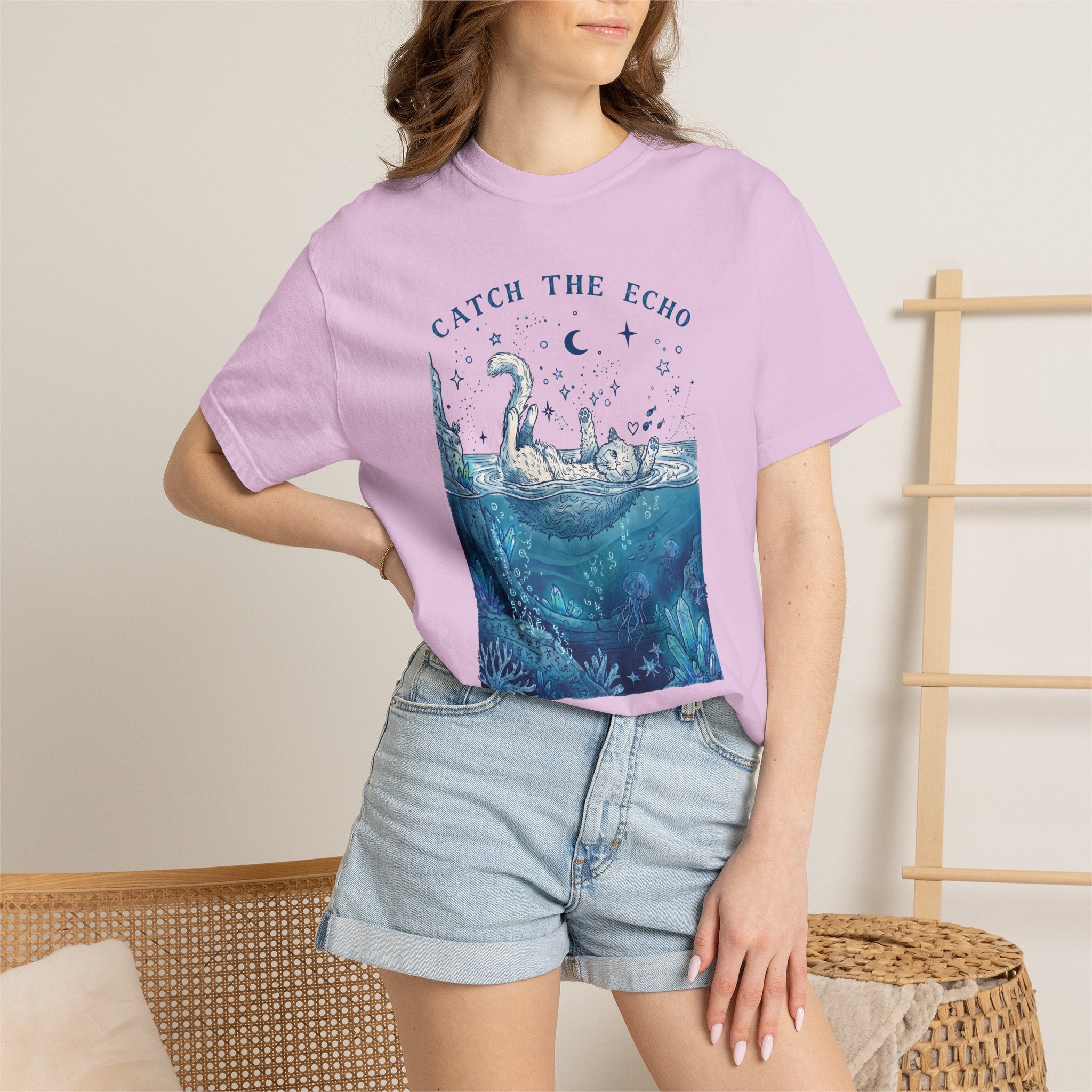 Catch The Echo Cat T-Shirt - Vintage Fantasy Animal Shirt for Cat Lovers