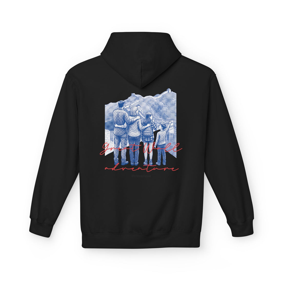 Große Mauer Familienabenteuer Hoodie – Vintage Reise Wahrzeichen Grafik Pullover Sweatshirt