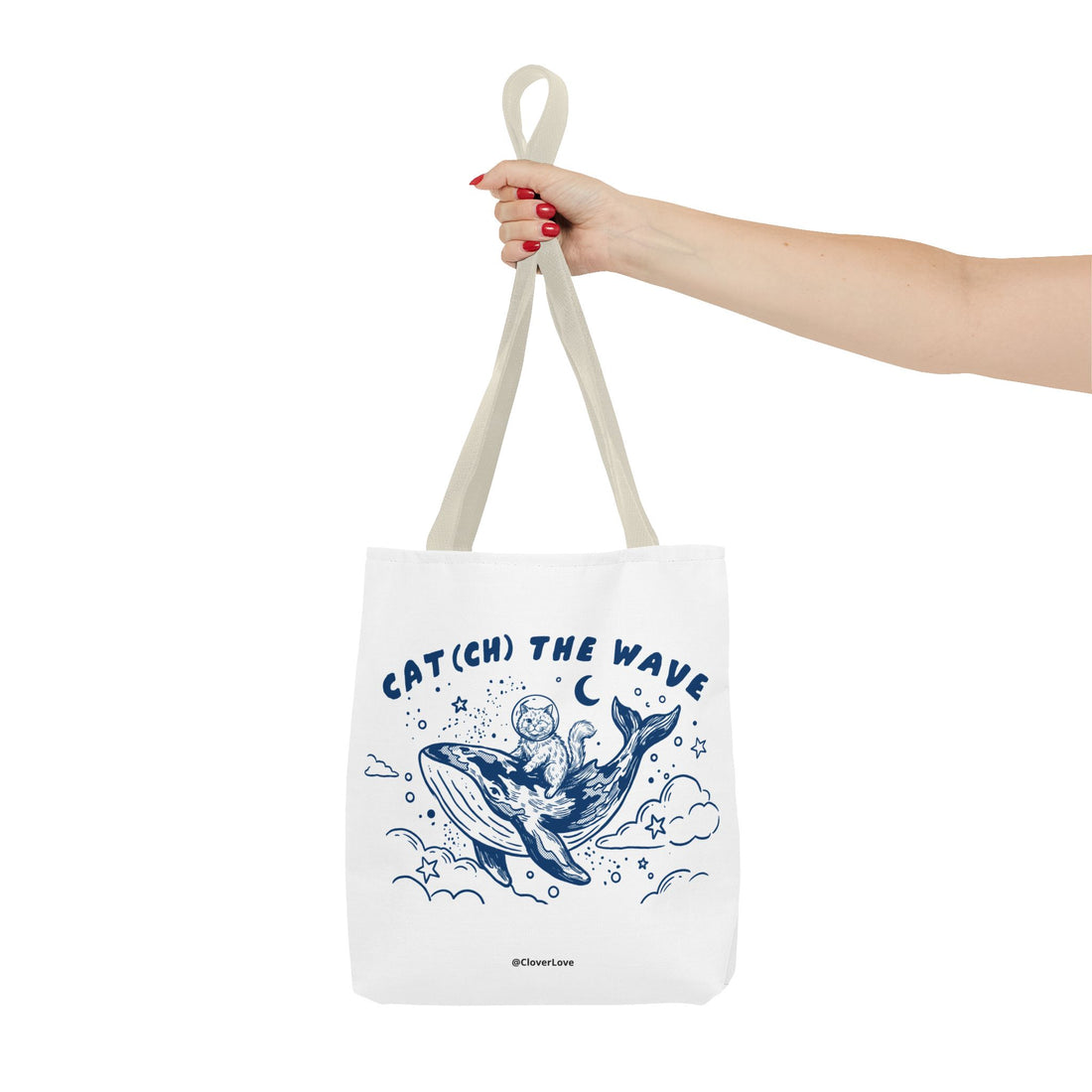 Cat Whale Adventure Tote Bag | Vintage Ocean Graphic Canvas Bag