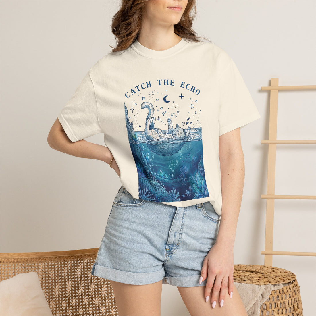 Catch The Echo Cat T-Shirt - Vintage Fantasy Animal Shirt for Cat Lovers