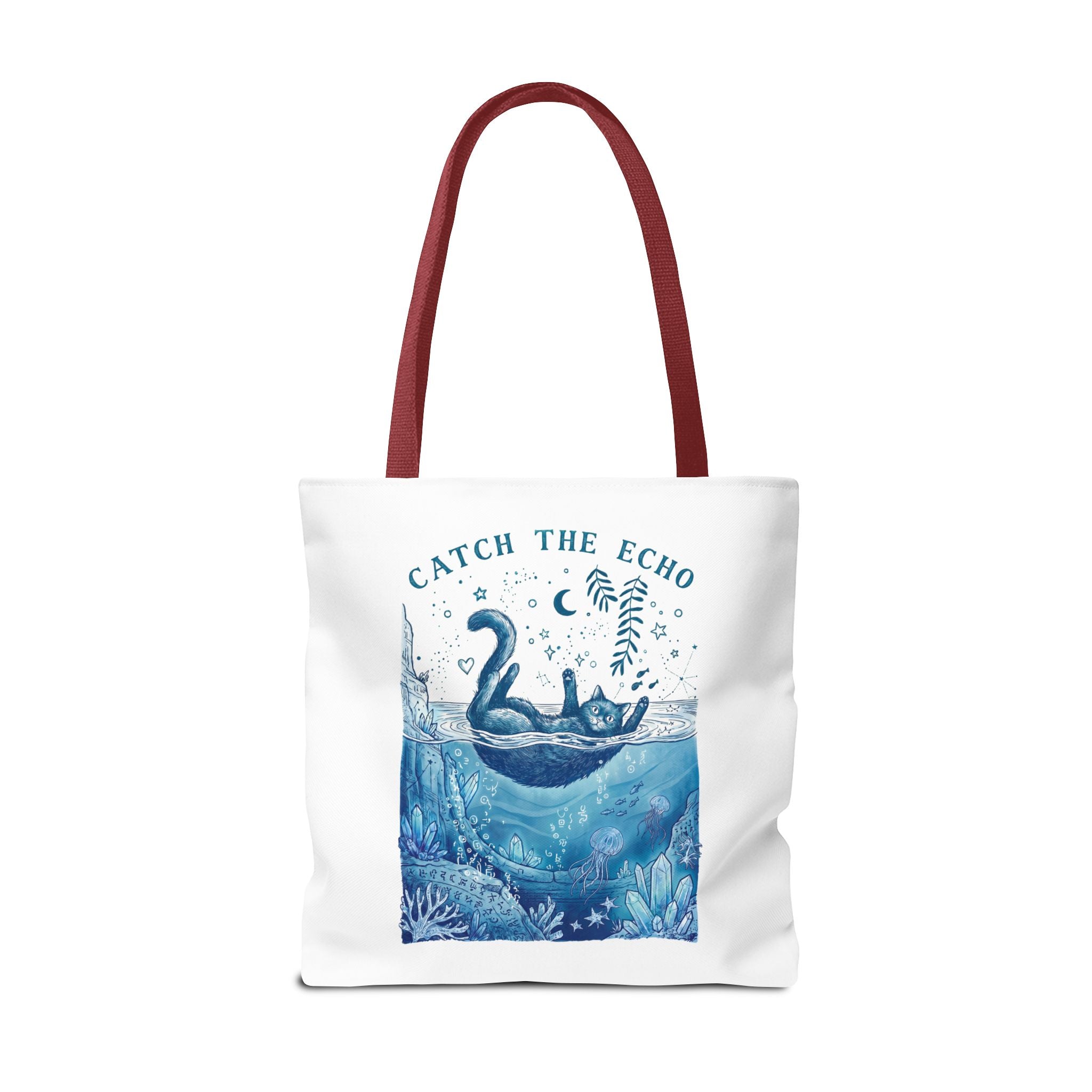 Cat Ocean Adventure Tote Bag | Vintage Underwater Graphic Canvas Bag