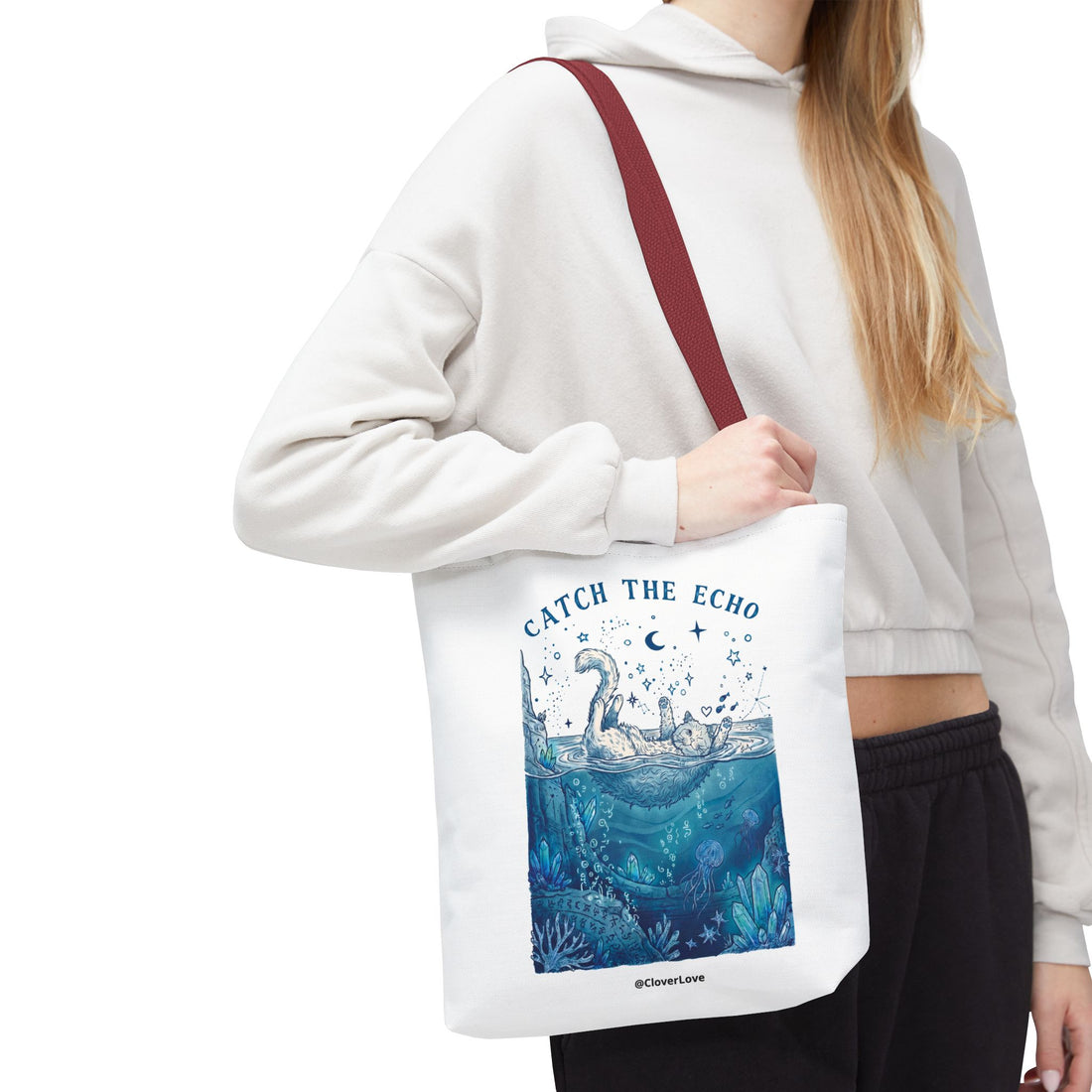 Cat Ocean Adventure Tote Bag | Vintage Underwater Graphic Canvas Bag