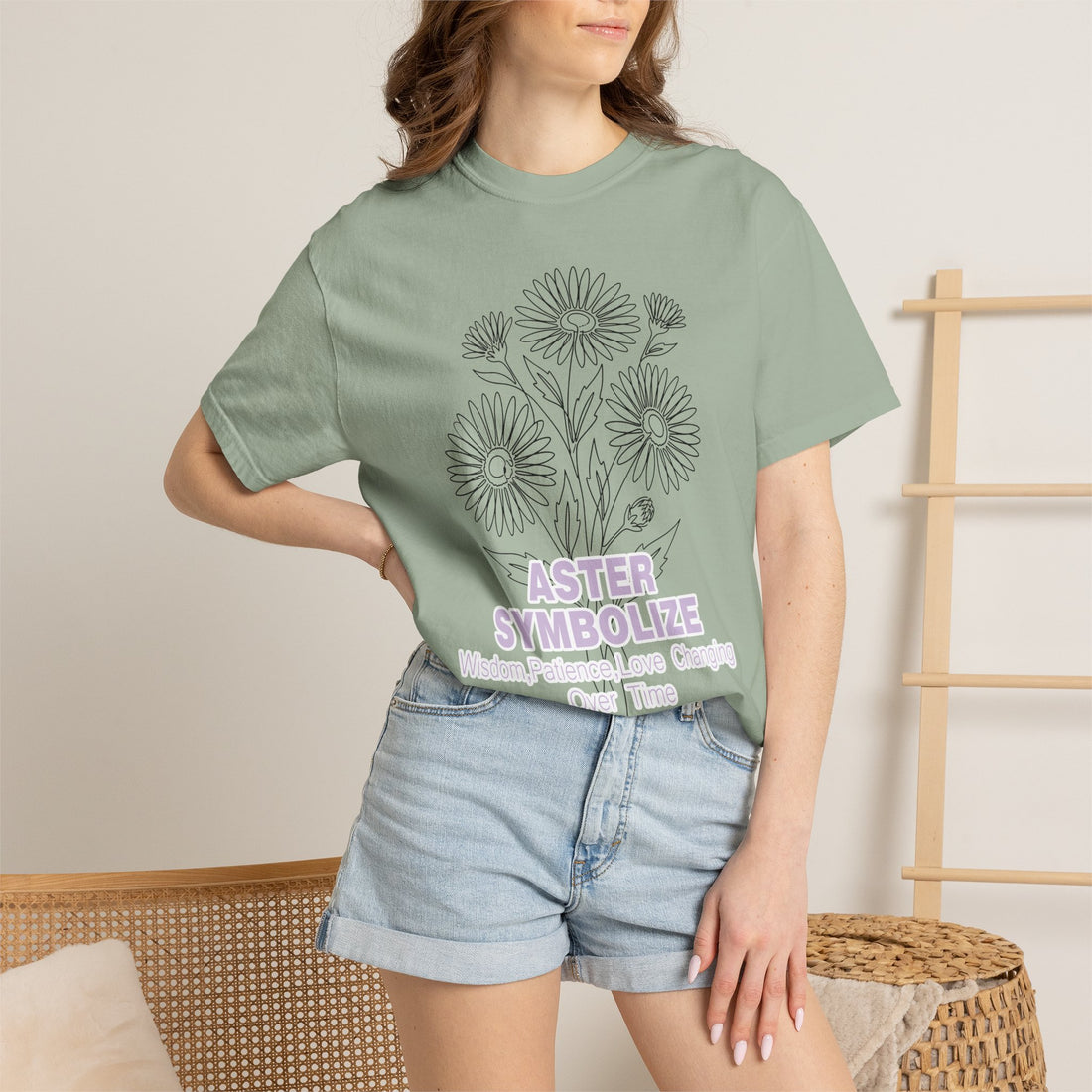 Aster Flower T-Shirt - Botanical Graphic Shirt for Flower Lovers