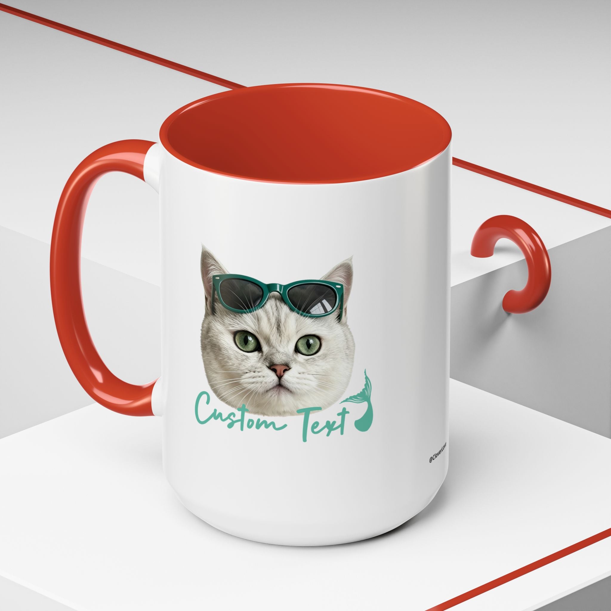 Meerjungfrauenkatze Sommer Tasse | Personalisierte Katzenkaffeetasse mit individuellem Text