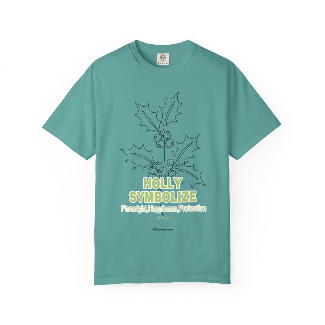 Holly Botanical T-Shirt - Winter Floral Graphic Shirt for Nature Lovers