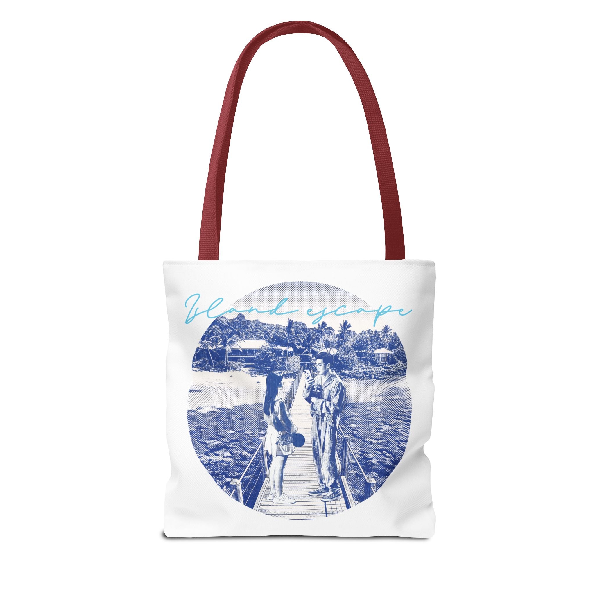 Island Escape Tote Bag | Vintage Beach Travel Canvas Bag