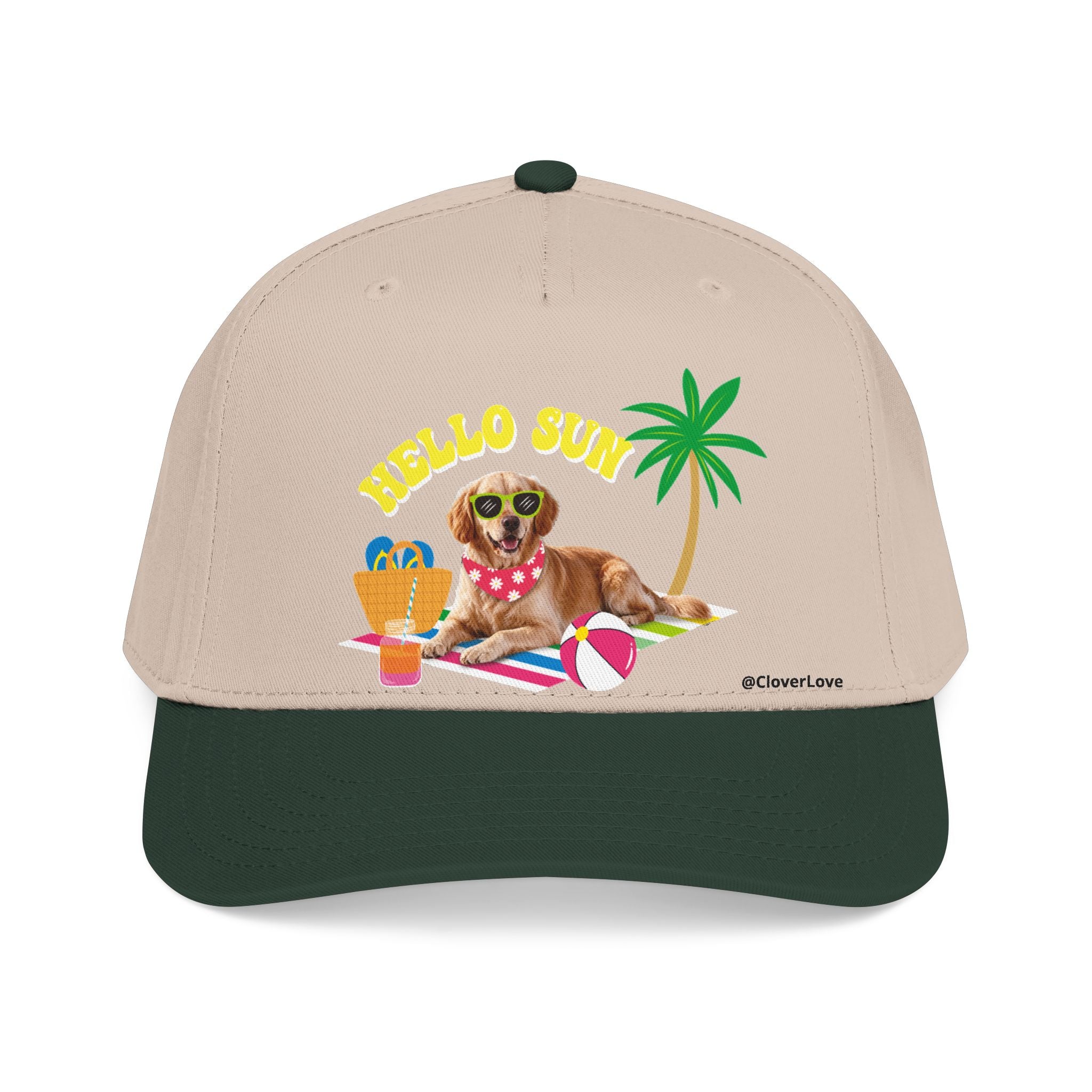 Custom Summer Dog Hat, Hello Sun Beach Puppy Baseball Cap, Personalized Pet Hat