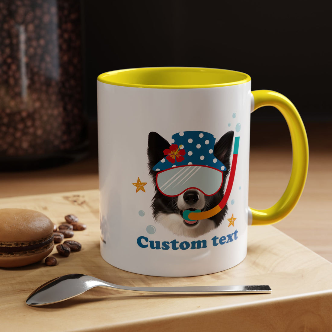 Sommer Tauchhund Tasse | Personalisierte Hundefoto Kaffeetasse mit individuellem Text
