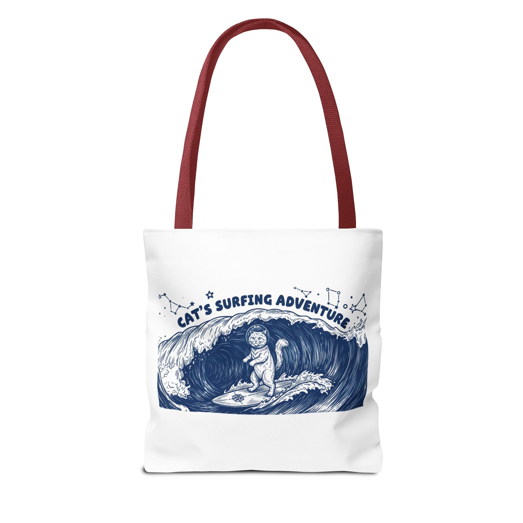 Cat's Surfing Adventure Tote Bag | Vintage Ocean Graphic Canvas Bag