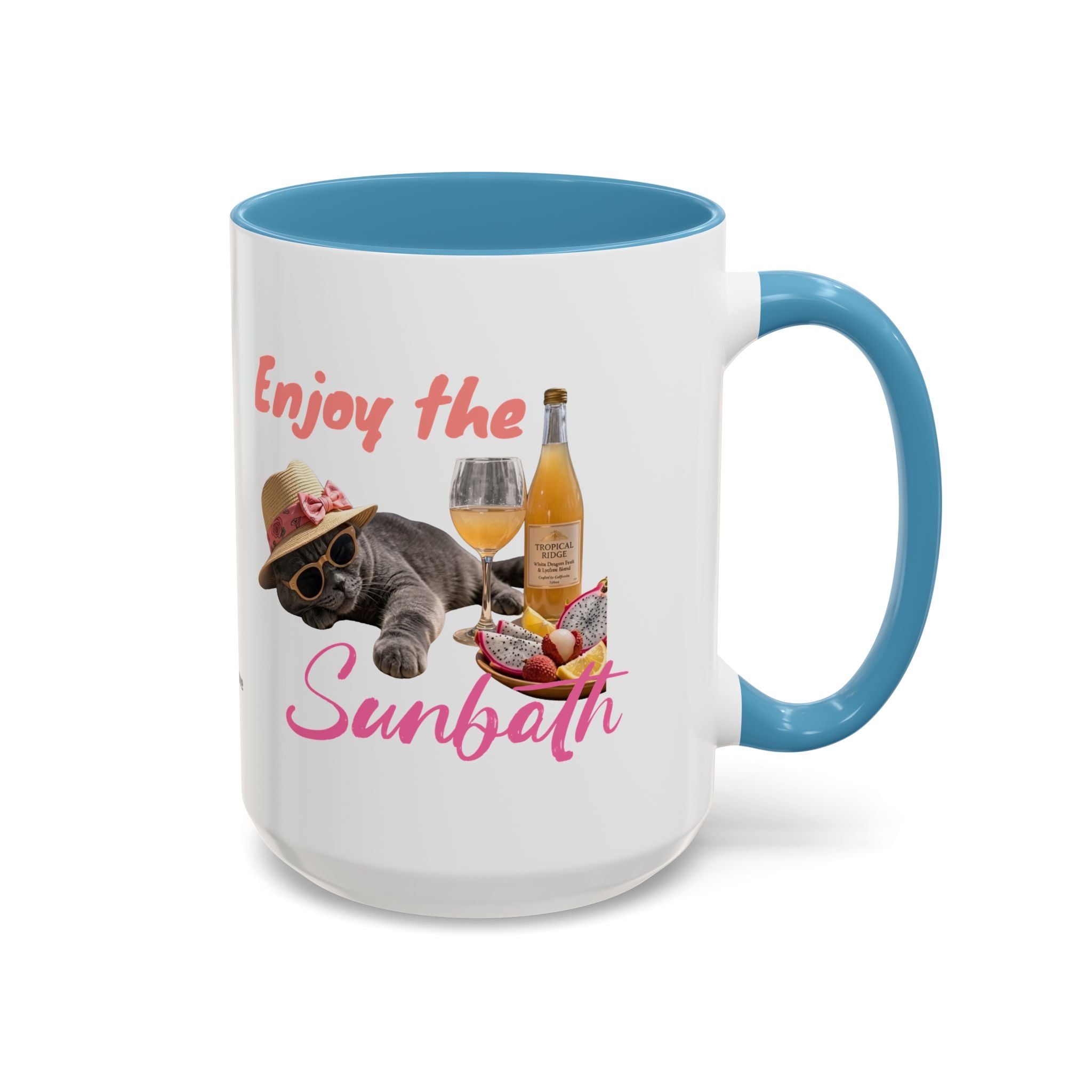 Summer Sunbathing Cat Mug | Personalized Cat Coffee Cup With Custom Text