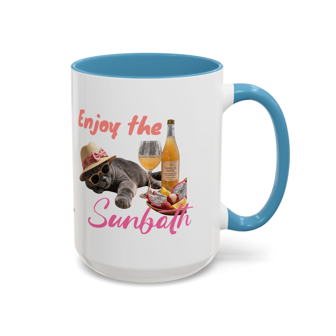 Summer Sunbathing Cat Mug | Personalized Cat Coffee Cup With Custom Text
