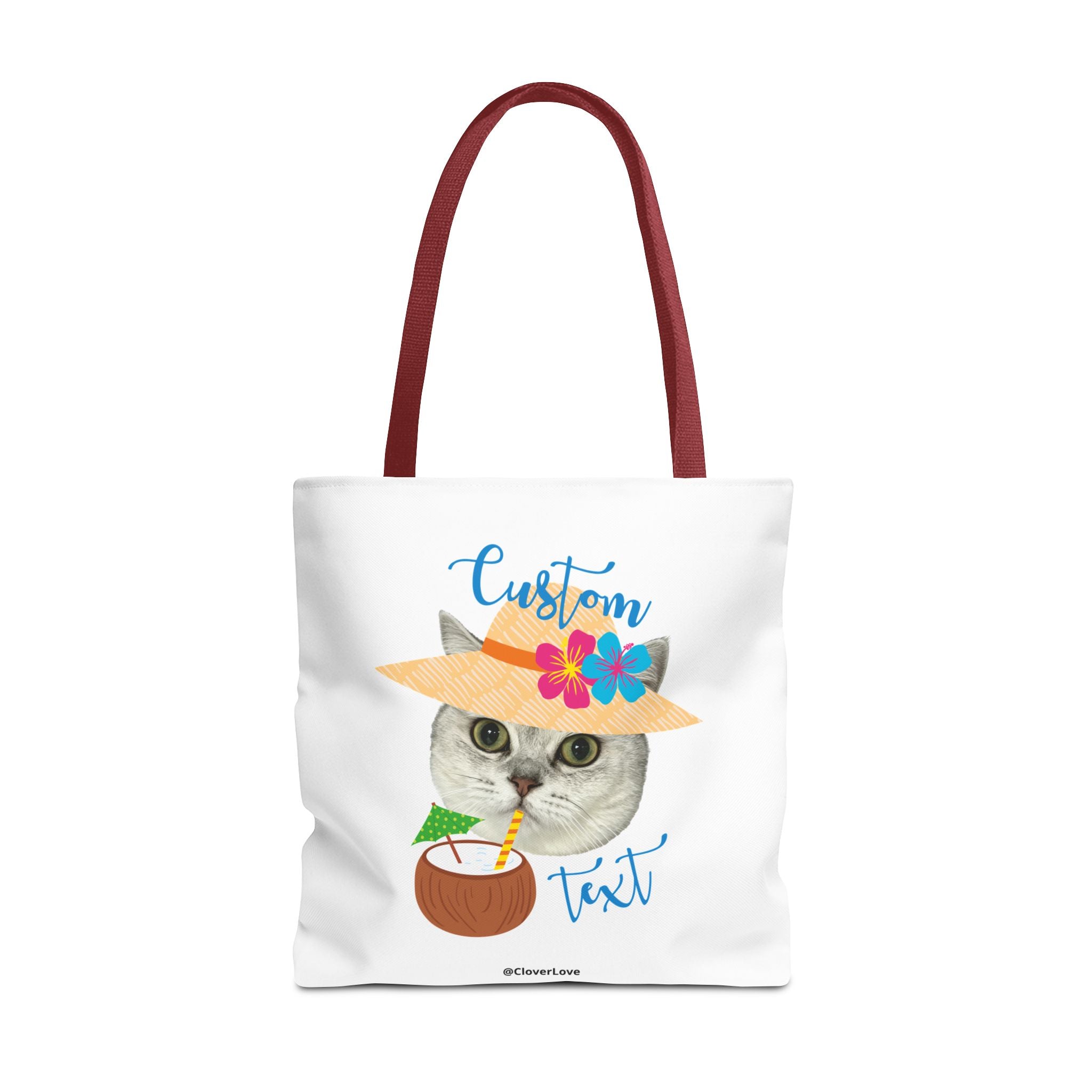 Summer Cat Tote Bag | Personalized Pet Photo Canvas Bag
