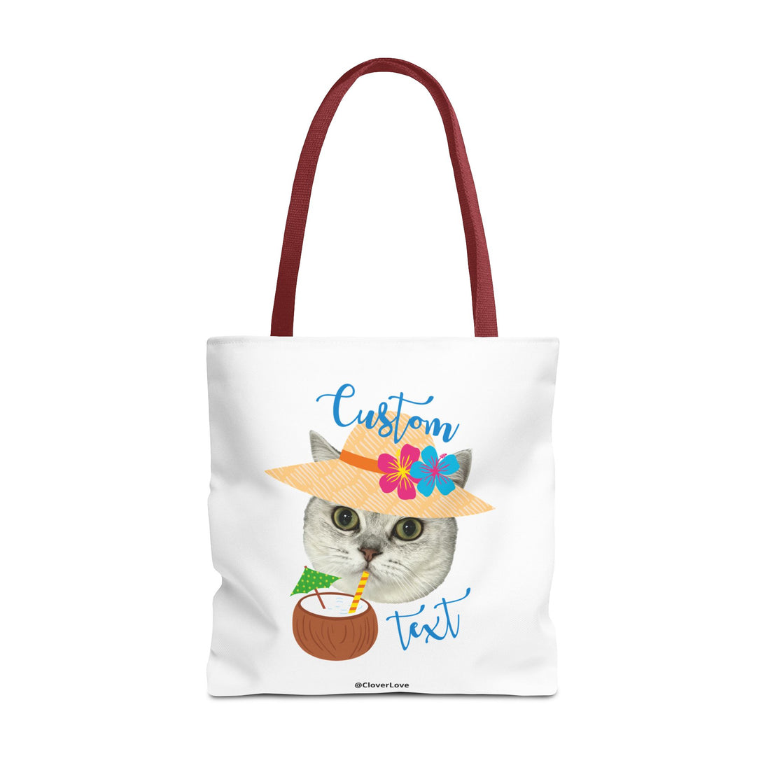 Summer Cat Tote Bag | Personalized Pet Photo Canvas Bag