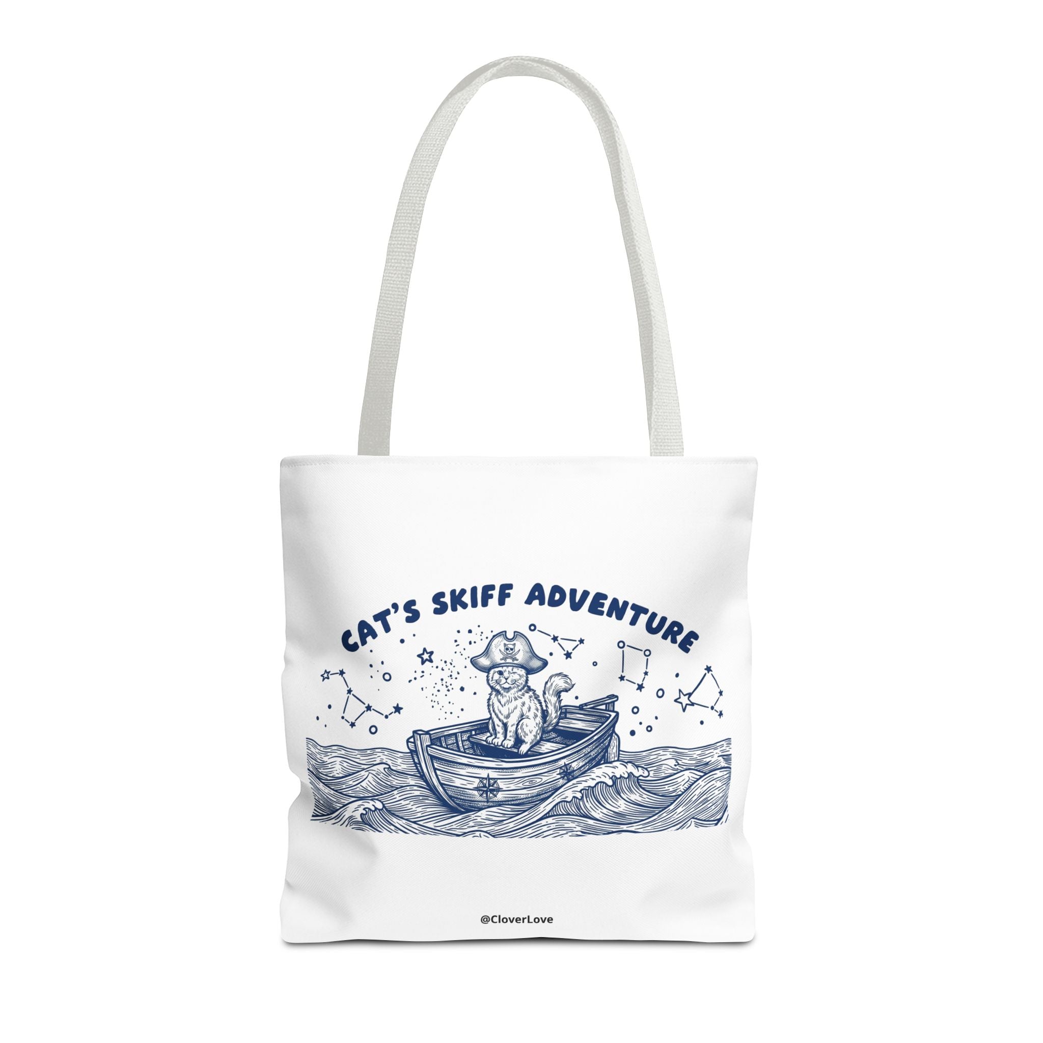 Cat's Skiff Adventure Tote Bag | Vintage Nautical Ocean Canvas Bag