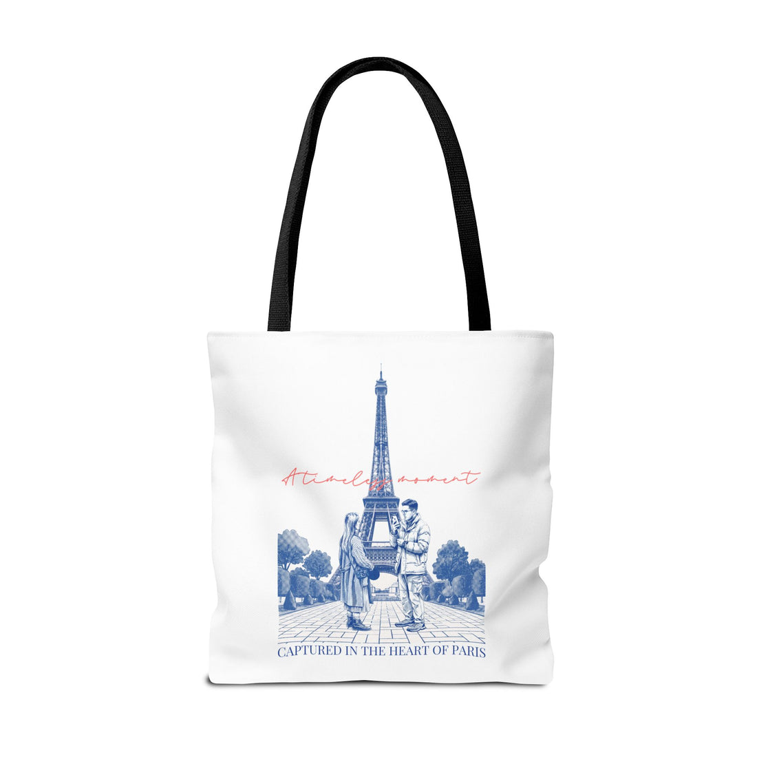 Paris Travel Tote Bag | Vintage Eiffel Tower Couple Canvas Bag