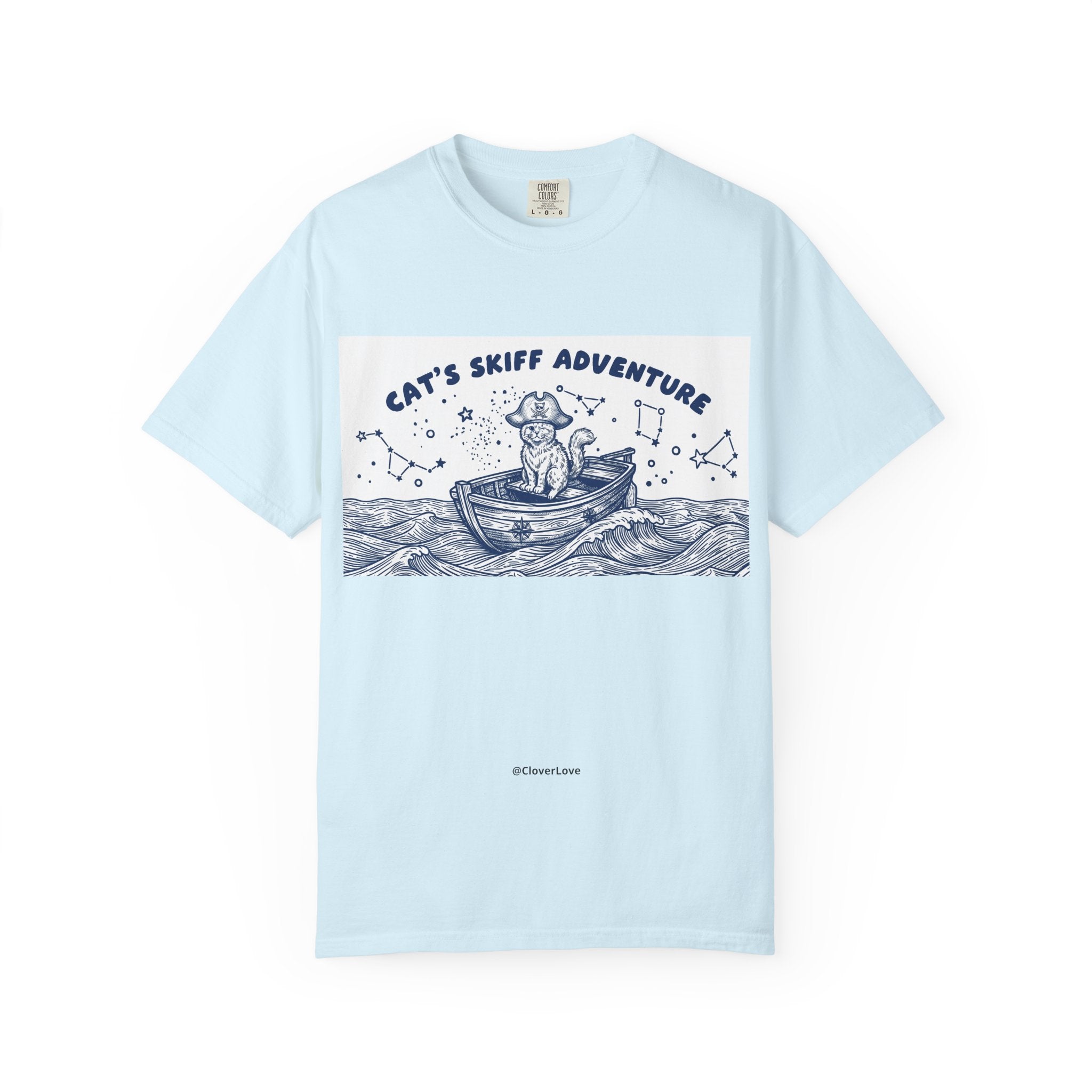 Cat’s Skiff Adventure T-Shirt - Vintage Ocean Boat Graphic Tee for Cat Lovers