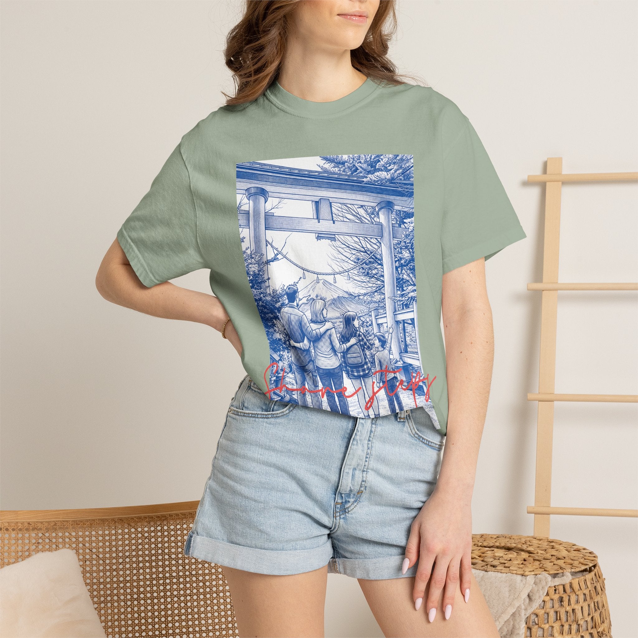 Custom Japan Landmark T-Shirt - Vintage Shrine Adventure Tee, Travel Lover Gift
