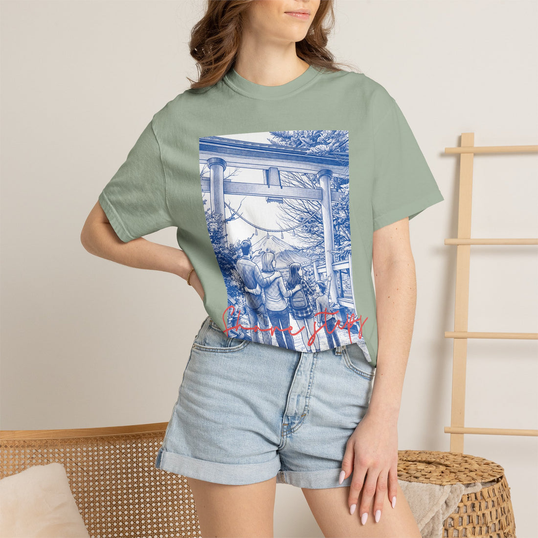 Custom Japan Landmark T-Shirt - Vintage Shrine Adventure Tee, Travel Lover Gift