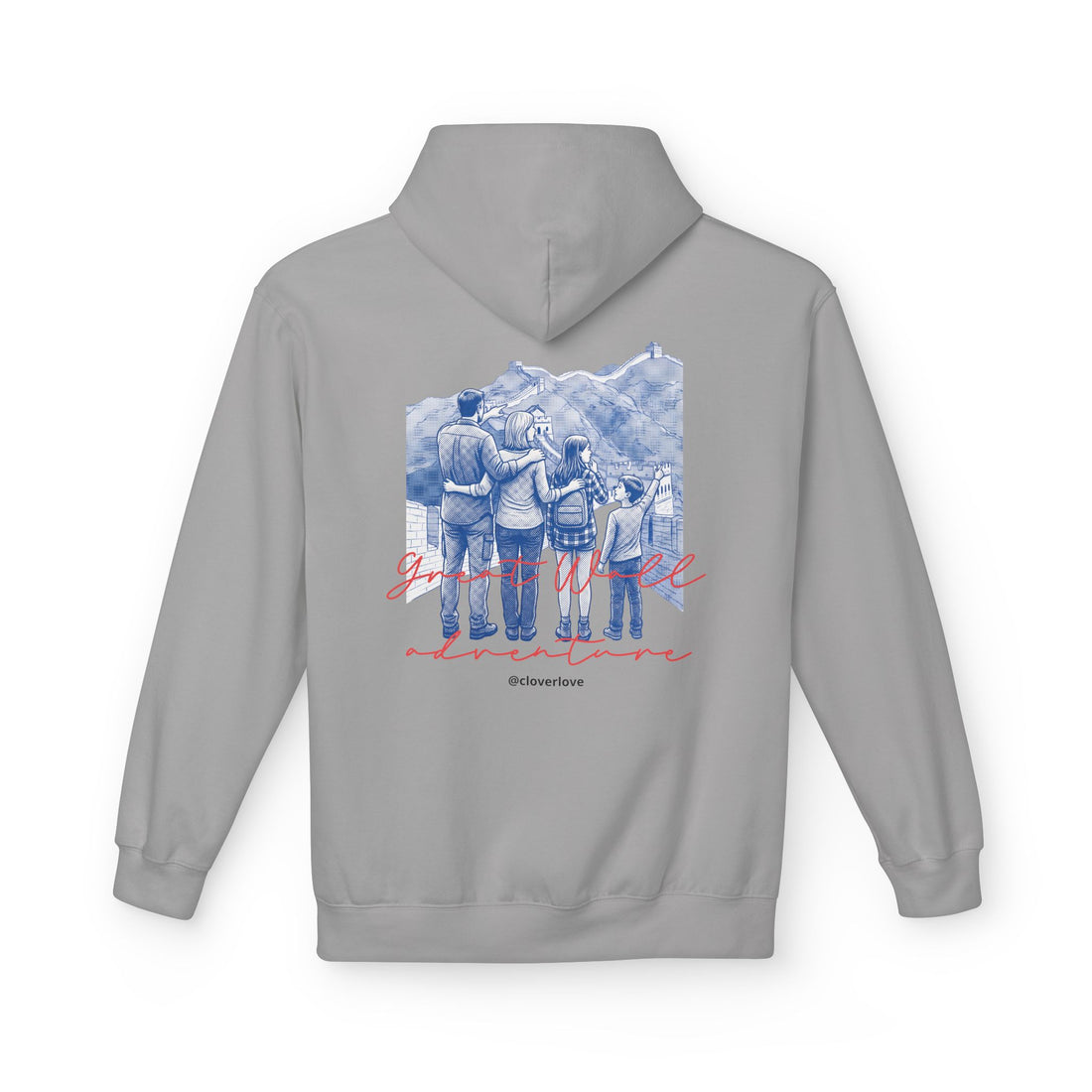 Große Mauer Familienabenteuer Hoodie – Vintage Reise Wahrzeichen Grafik Pullover Sweatshirt