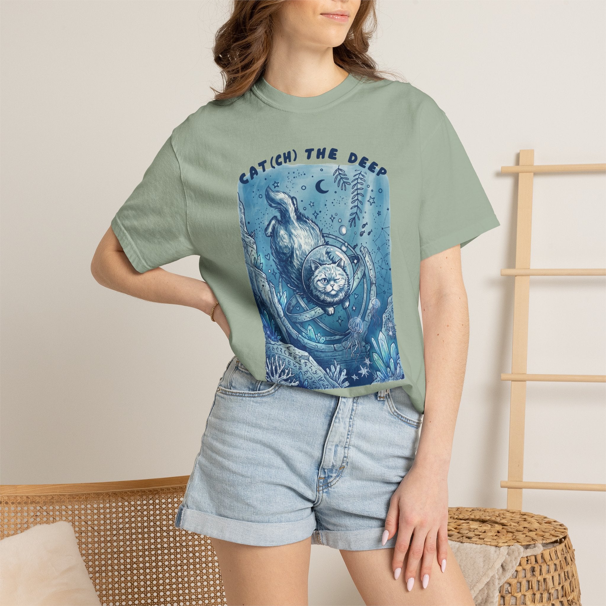 Cat(ch) The Deep Sea T-Shirt - Deep Ocean Fantasy Shirt for Cat Lovers