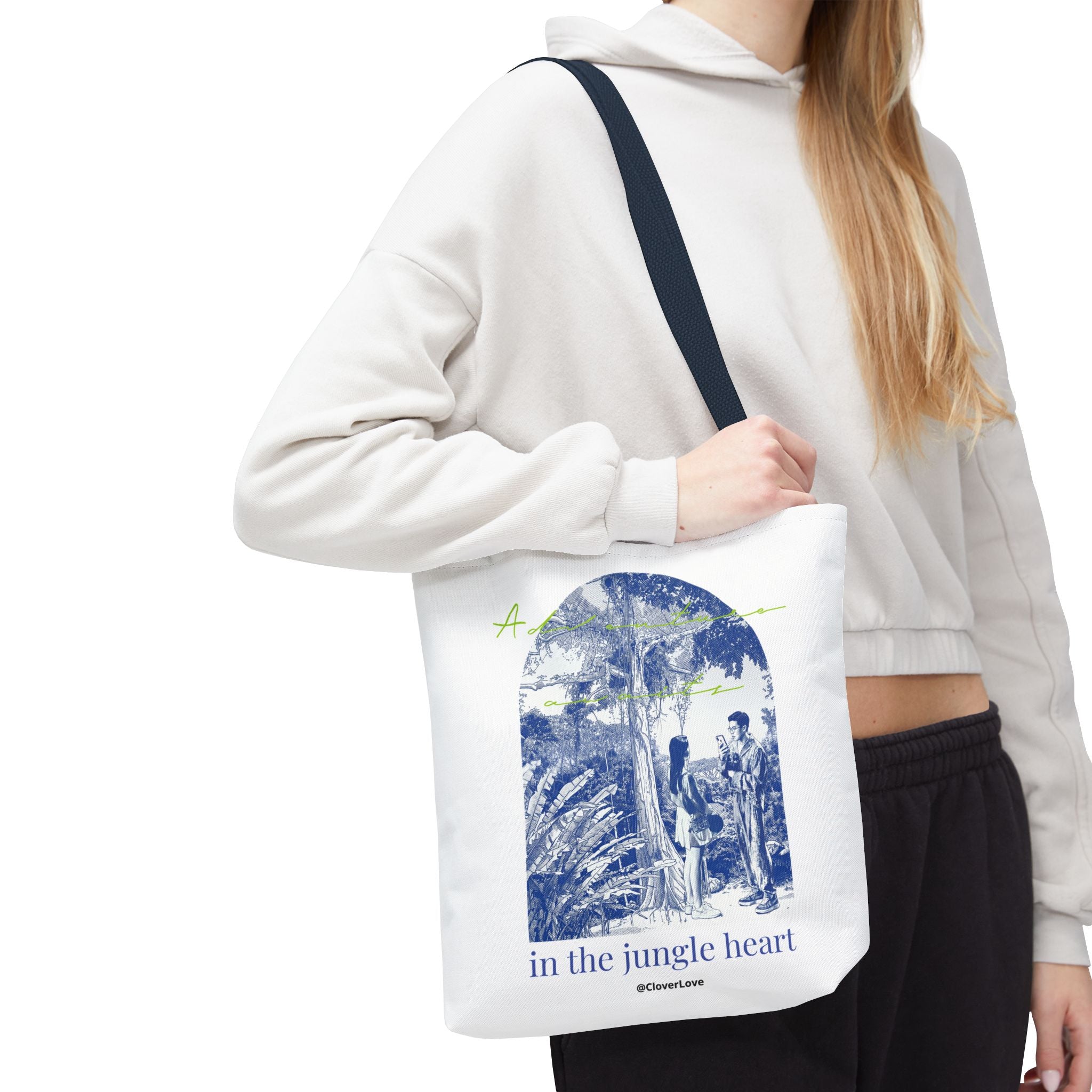 In The Jungle Heart Travel Tote Bag | Vintage Jungle Adventure Canvas Tote Bag