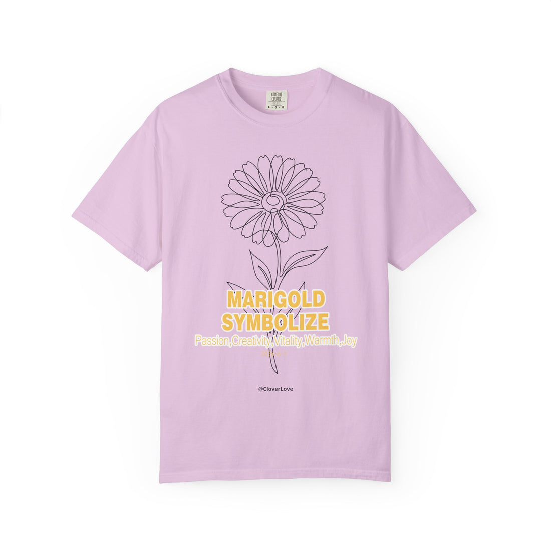 Marigold Flower T-Shirt - Botanical Graphic Shirt for Flower Lovers