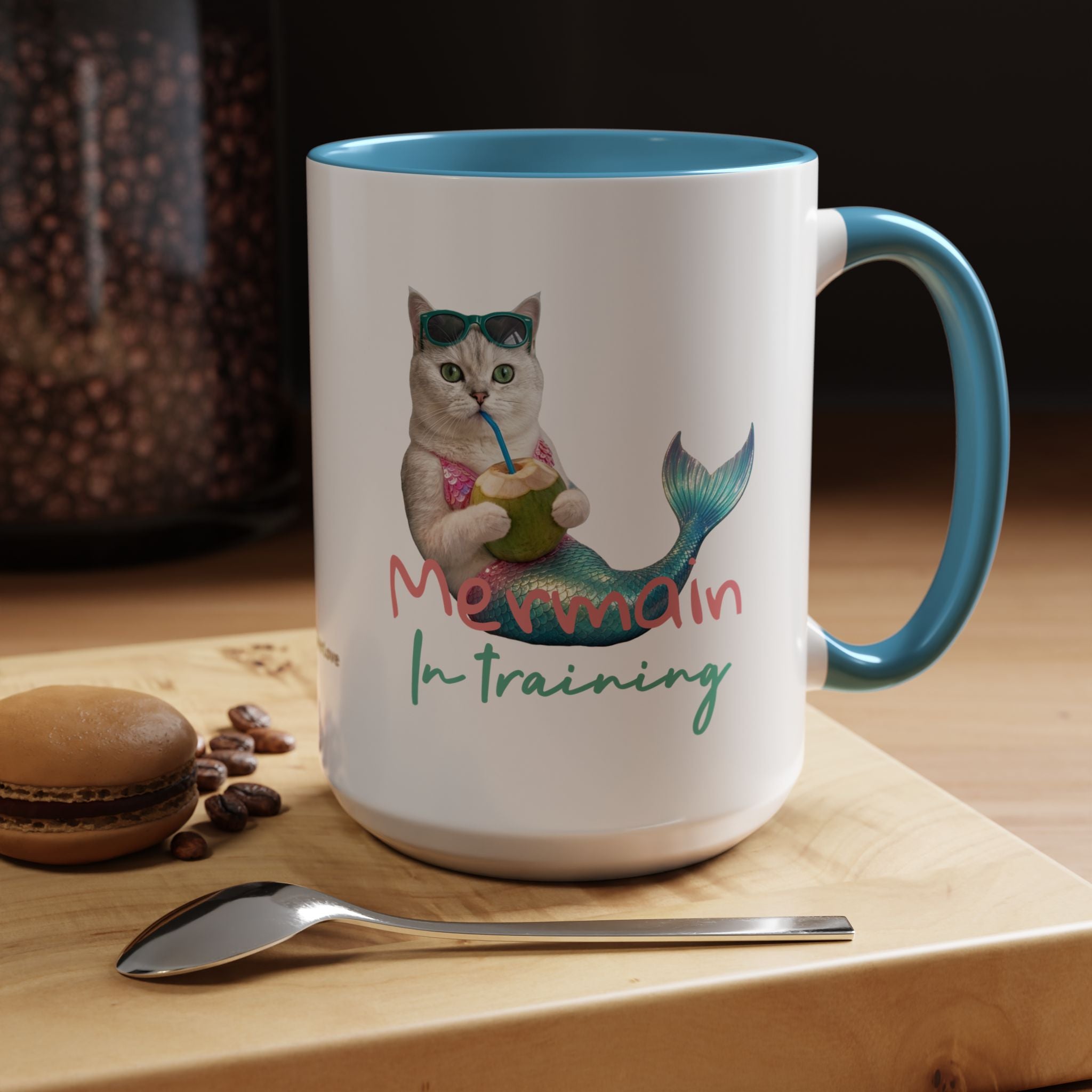 Mermaid Cat Summer Mug | Personalized Cat Coffee Cup With Custom Text