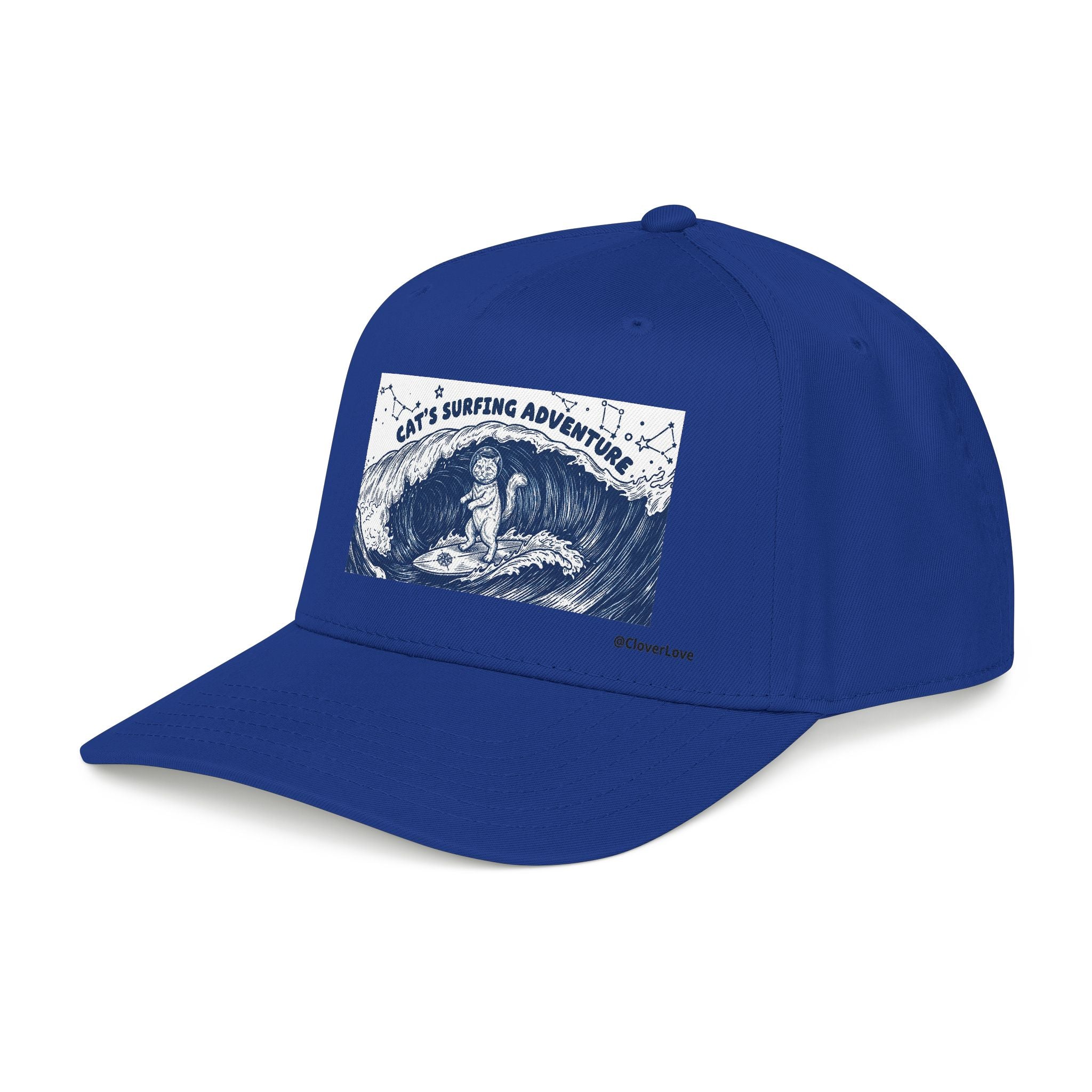 Cat Surfing Hat - Ocean Adventure Baseball Cap, Cute Cat Lover Gift