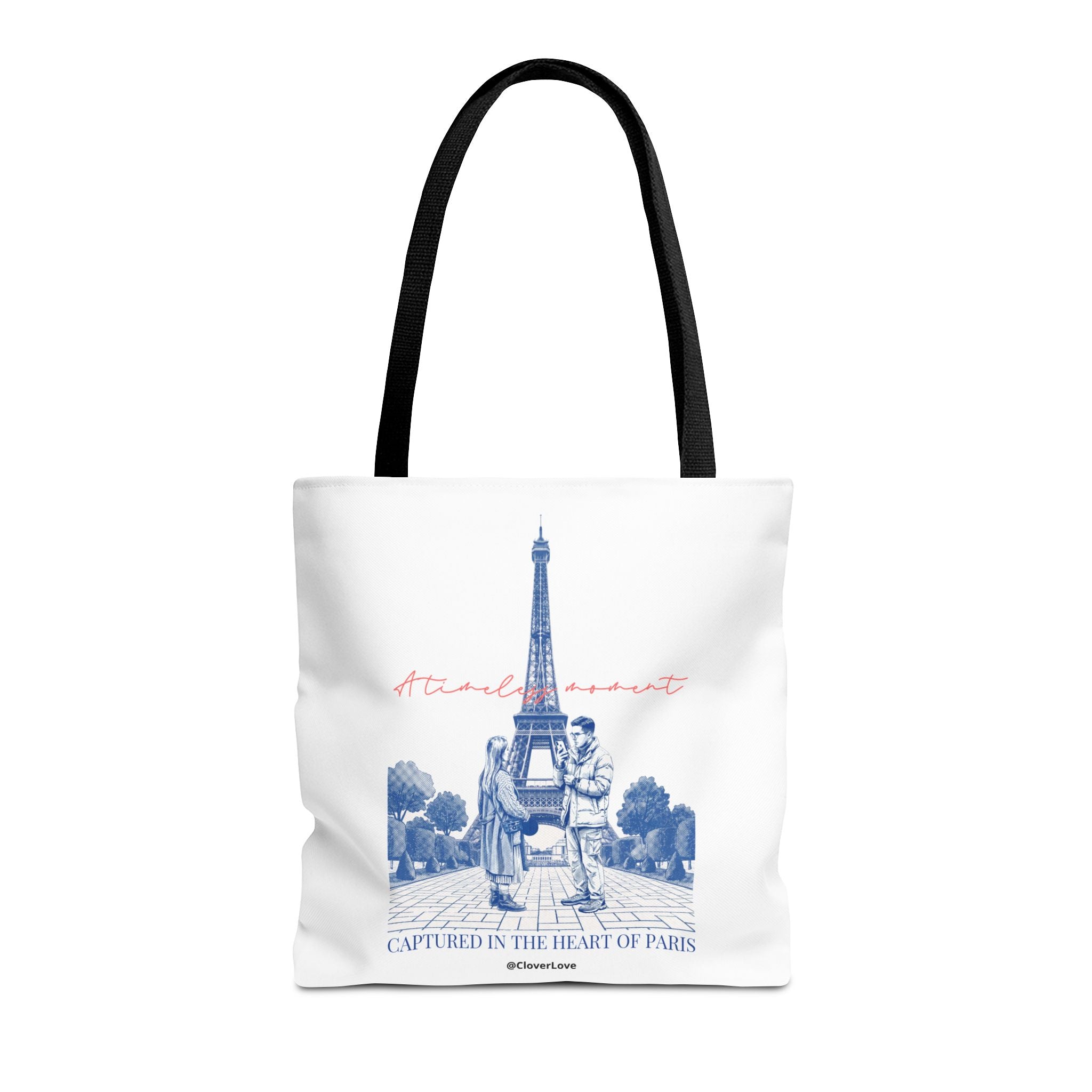 Paris Travel Tote Bag | Vintage Eiffel Tower Couple Canvas Bag