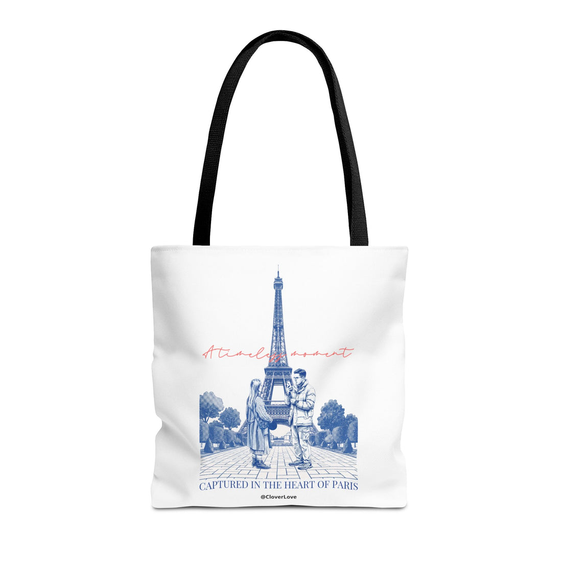 Paris Travel Tote Bag | Vintage Eiffel Tower Couple Canvas Bag