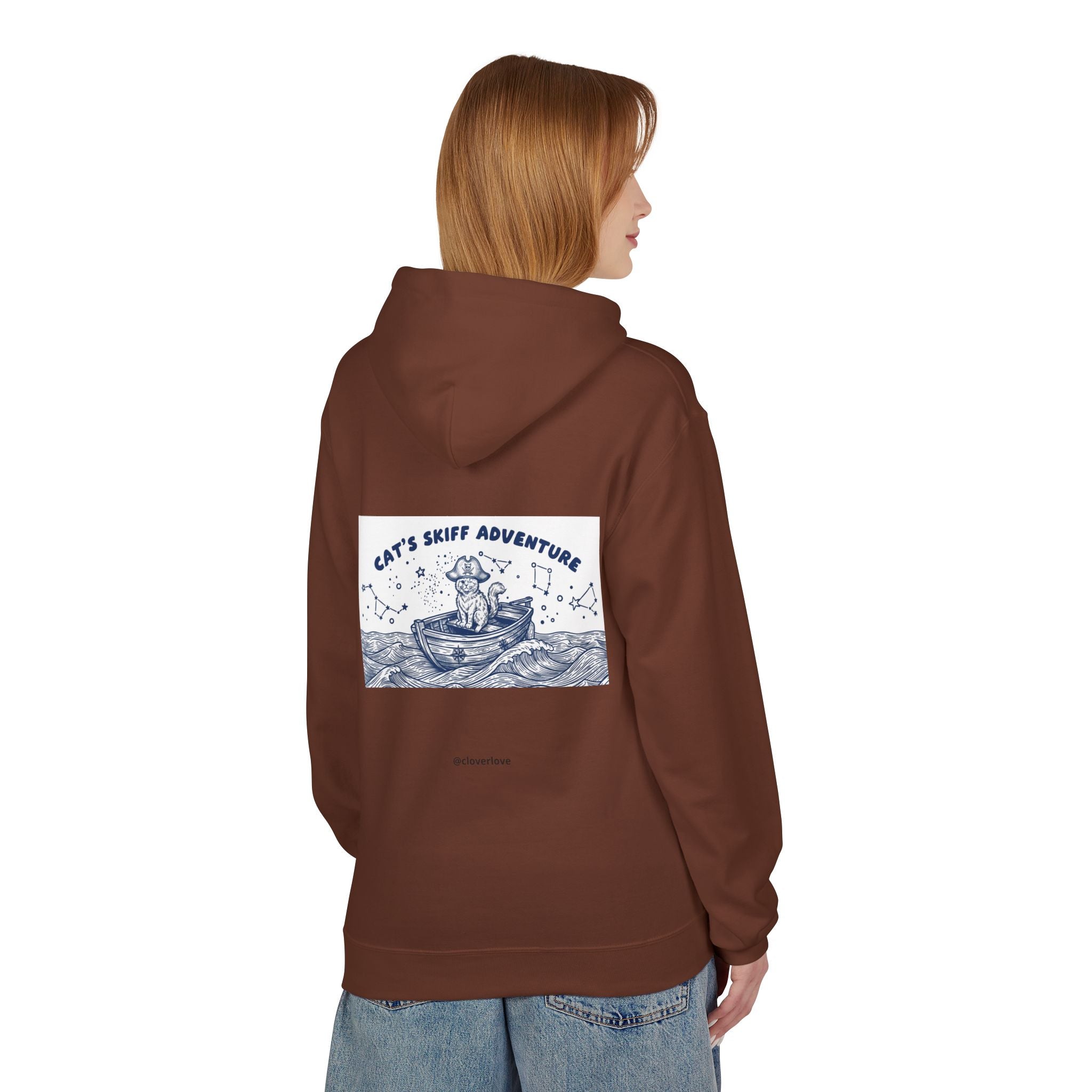 Katzen-Skiff-Abenteuer-Kapuzenpullover | Vintage Ozean Nautisch Grafik Sweatshirt