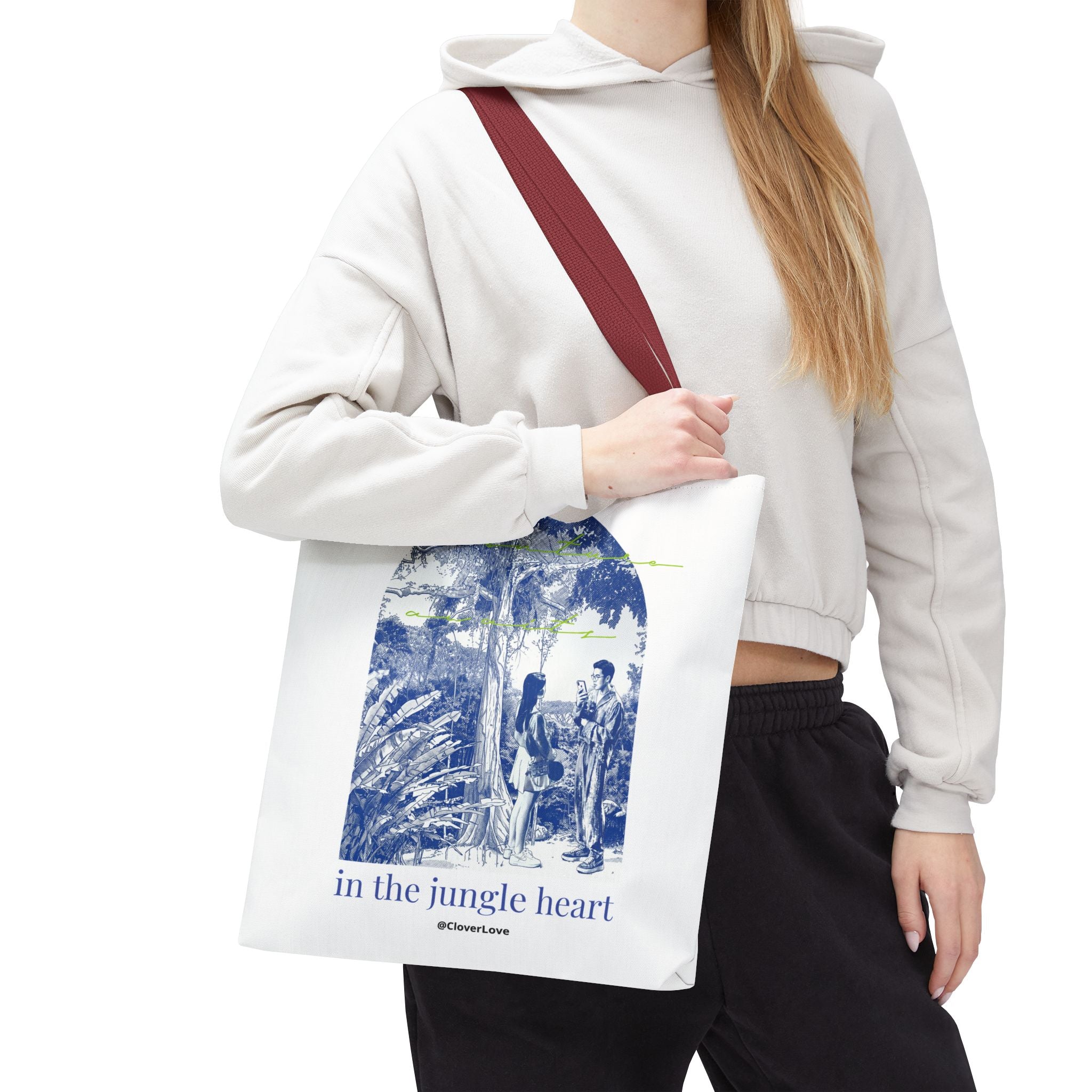 In The Jungle Heart Travel Tote Bag | Vintage Jungle Adventure Canvas Tote Bag