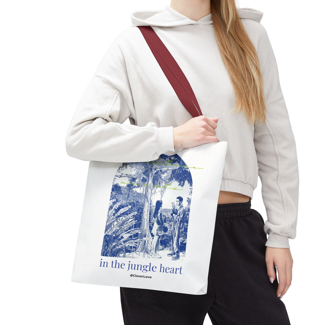 In The Jungle Heart Travel Tote Bag | Vintage Jungle Adventure Canvas Tote Bag
