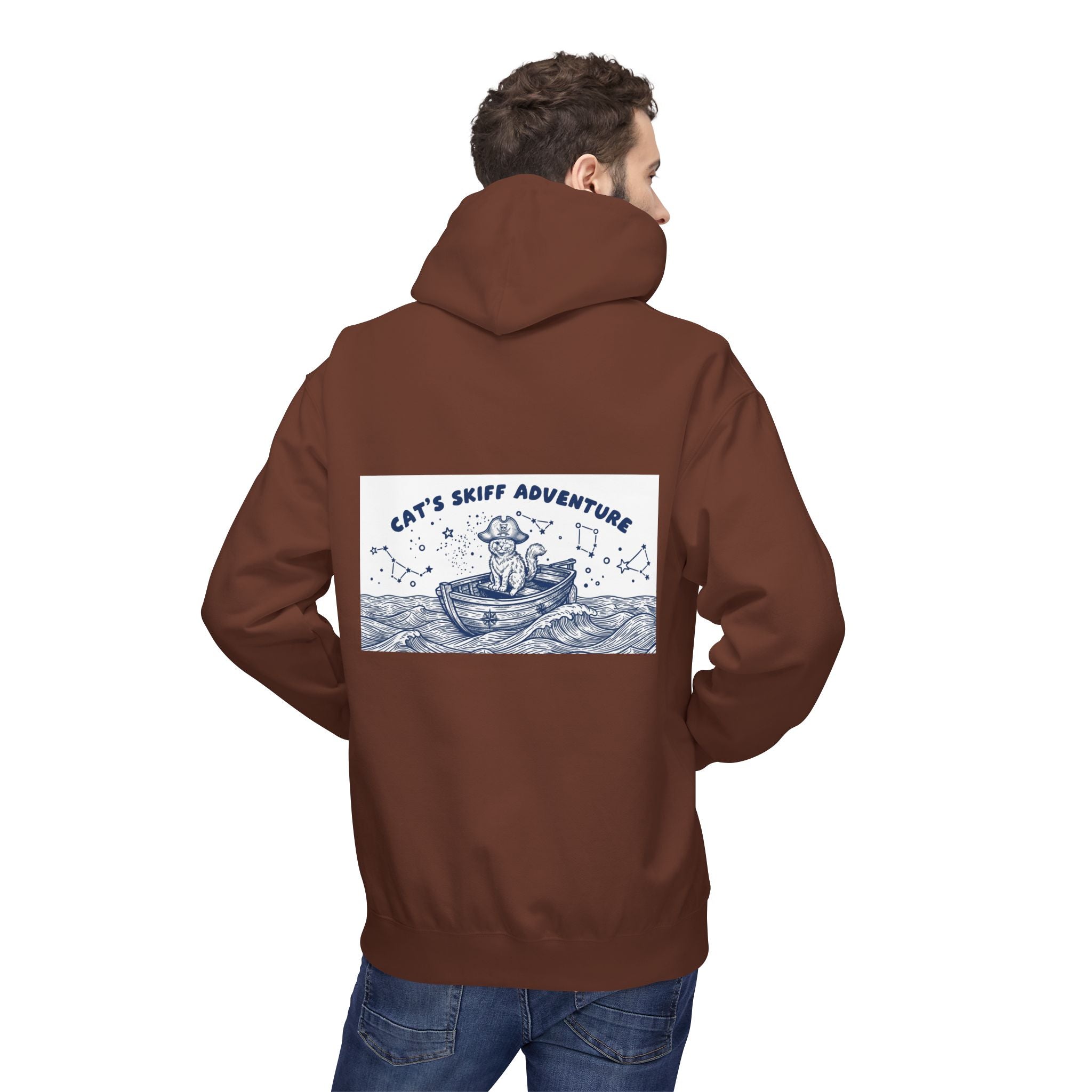Cat's Skiff Adventure Hoodie | Vintage Ocean Nautical Graphic Sweatshirt