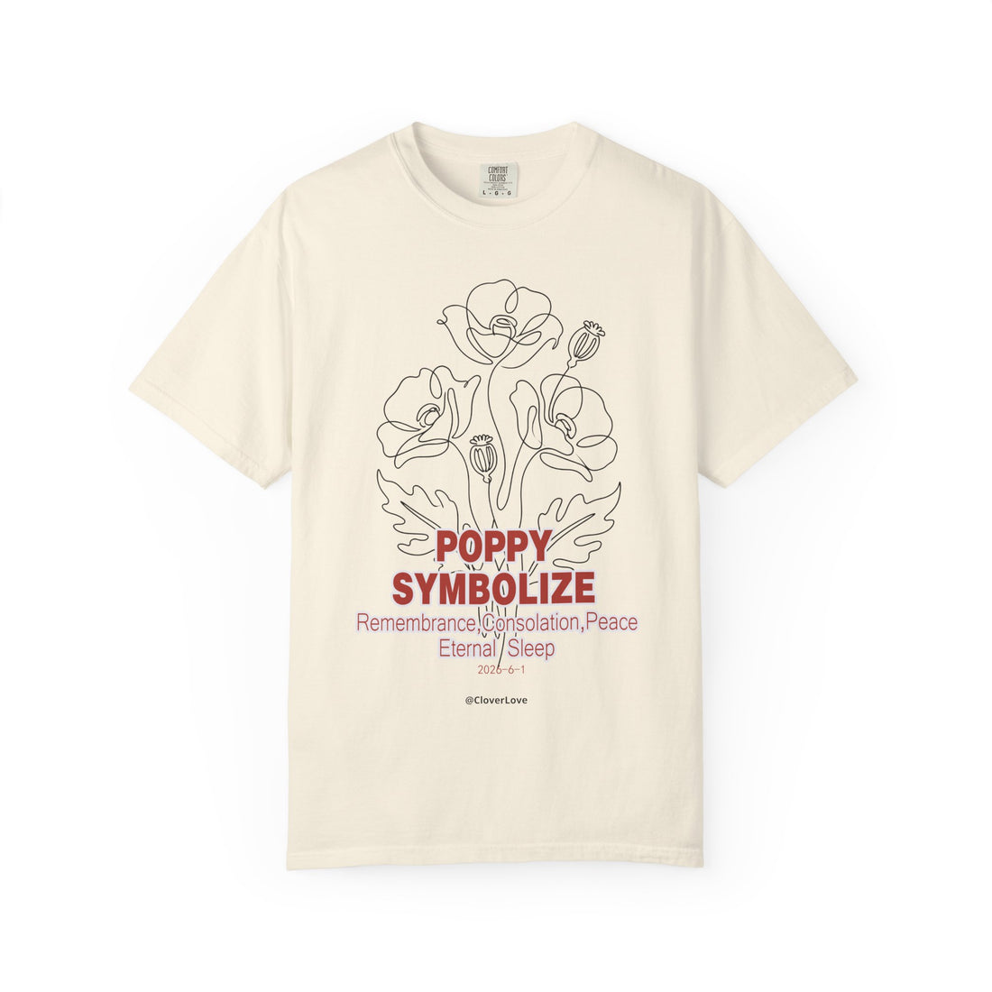Poppy Flower T-Shirt - Memorial Botanical Graphic Shirt for Flower Lovers