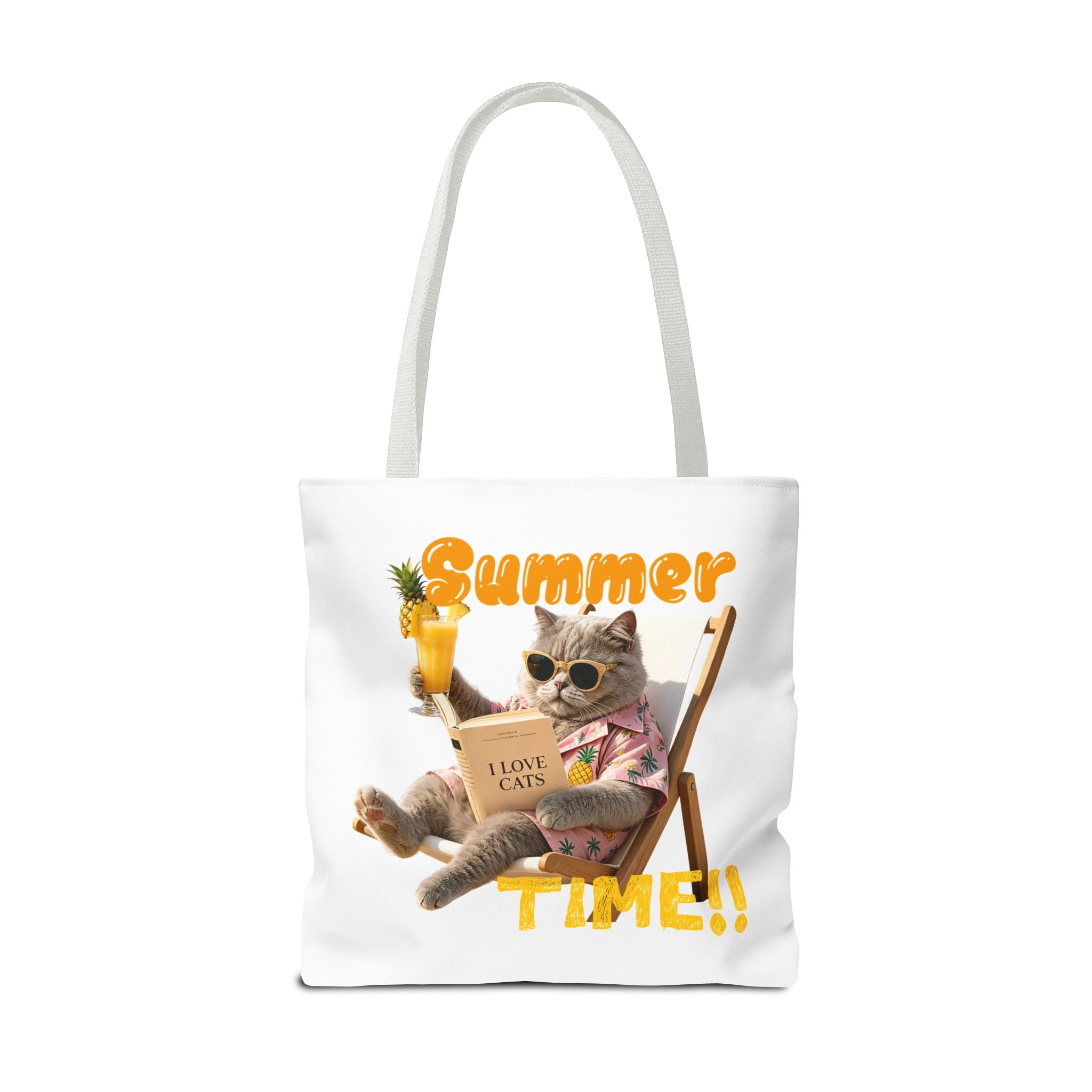 Summer Cat Tote Bag | Funny Cat Lover Beach Canvas Bag