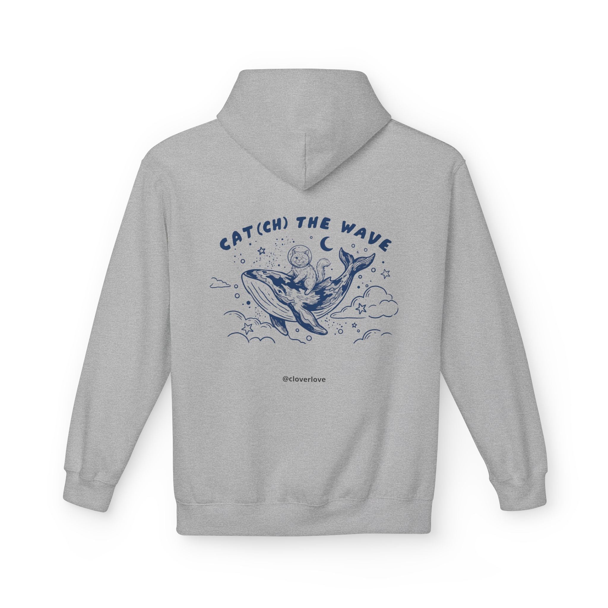 Katzen-Wal-Abenteuer-Kapuzenpulli | Vintage-Ozean-Grafik-Sweatshirt