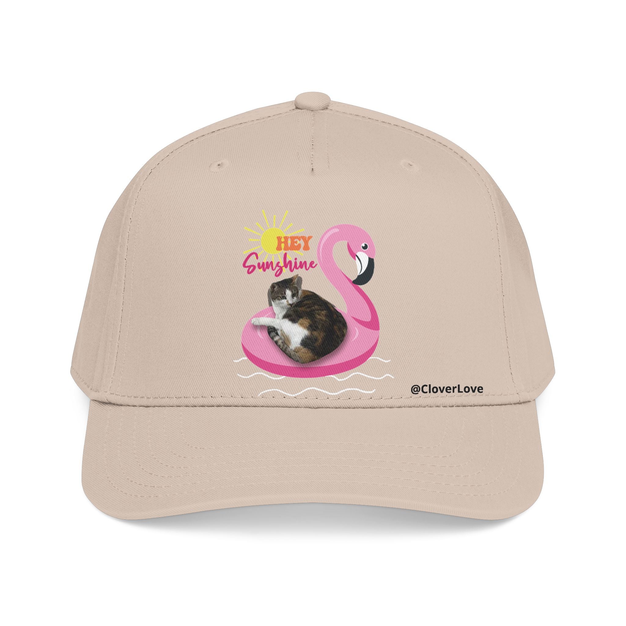 Summer Cat Lover Hat | Cute Flamingo Cat Baseball Cap With Sunshine Design