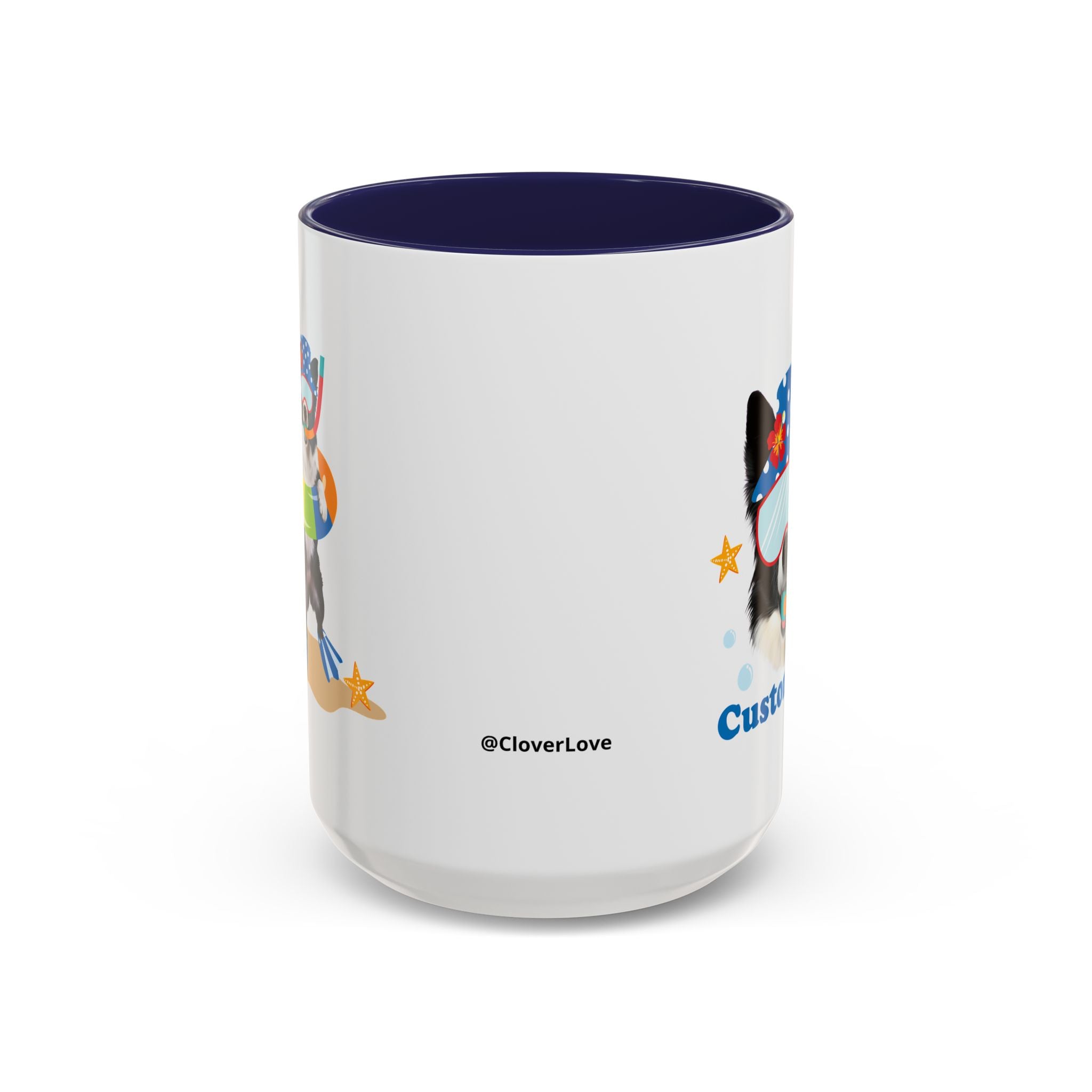 Summer Diving Dog Mug | Personalized Dog Photo Coffee Cup With Custom Text
