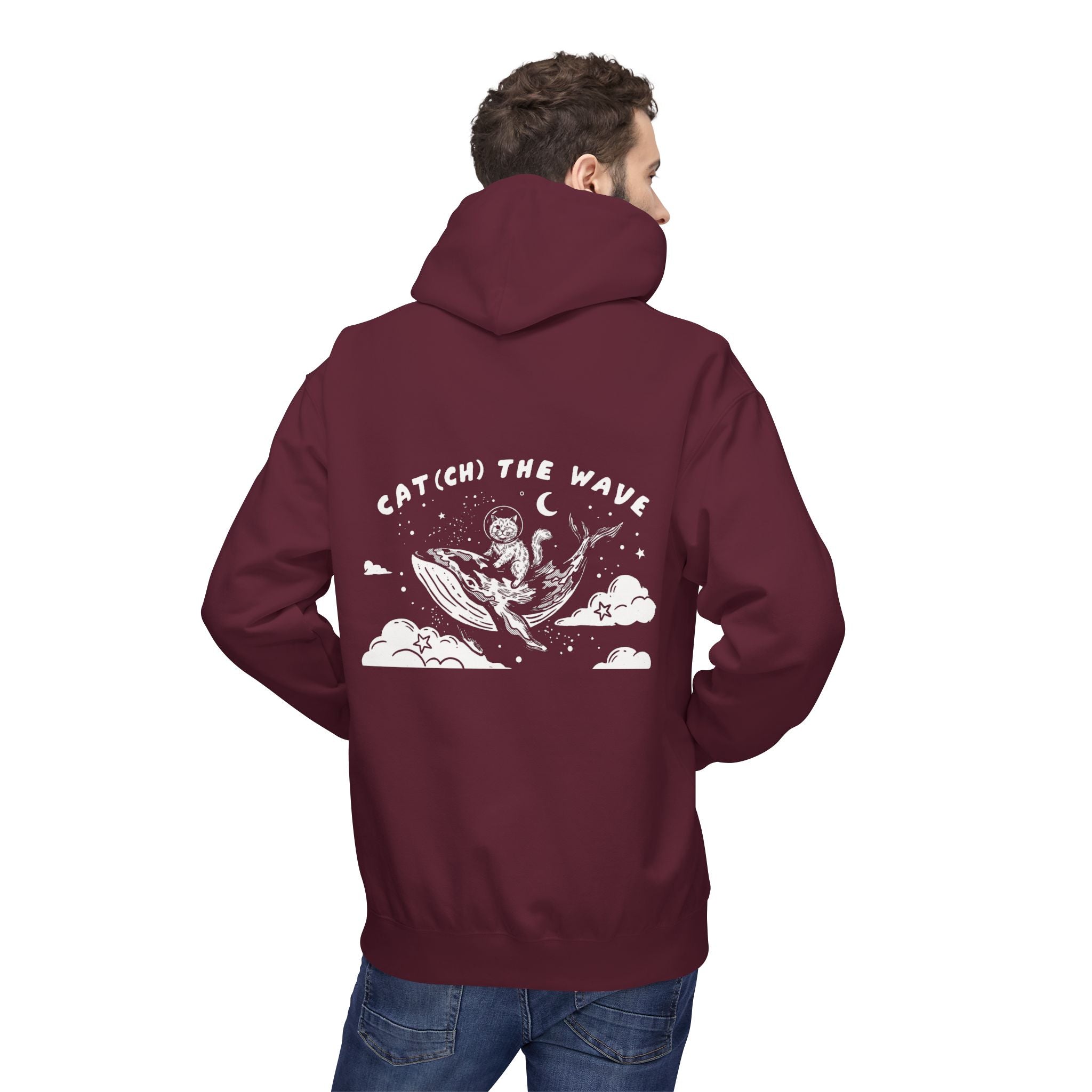 Cat & Whale Adventure Hoodie | Vintage Ocean Graphic Sweatshirt