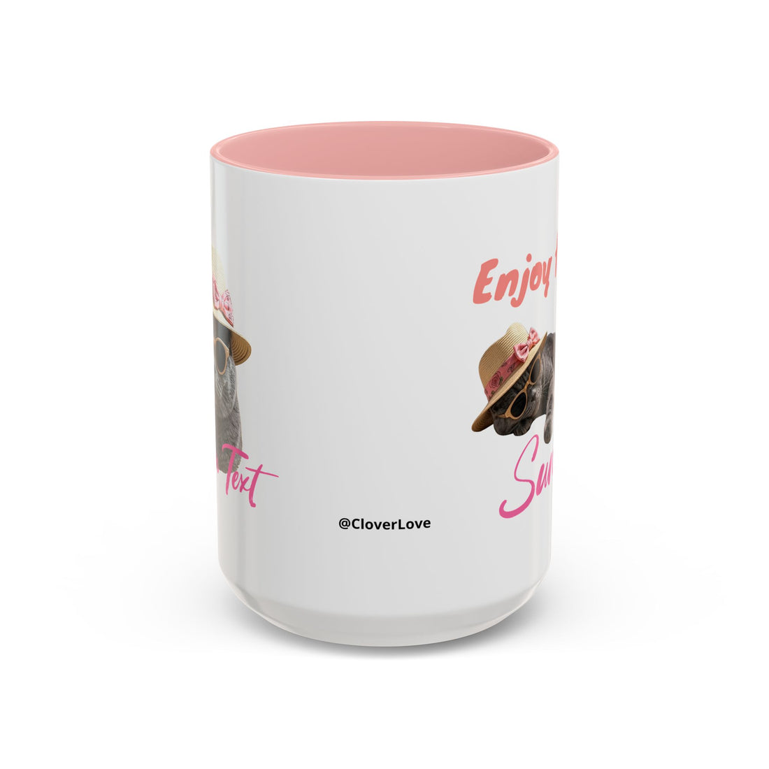Summer Sunbathing Cat Mug | Personalized Cat Coffee Cup With Custom Text