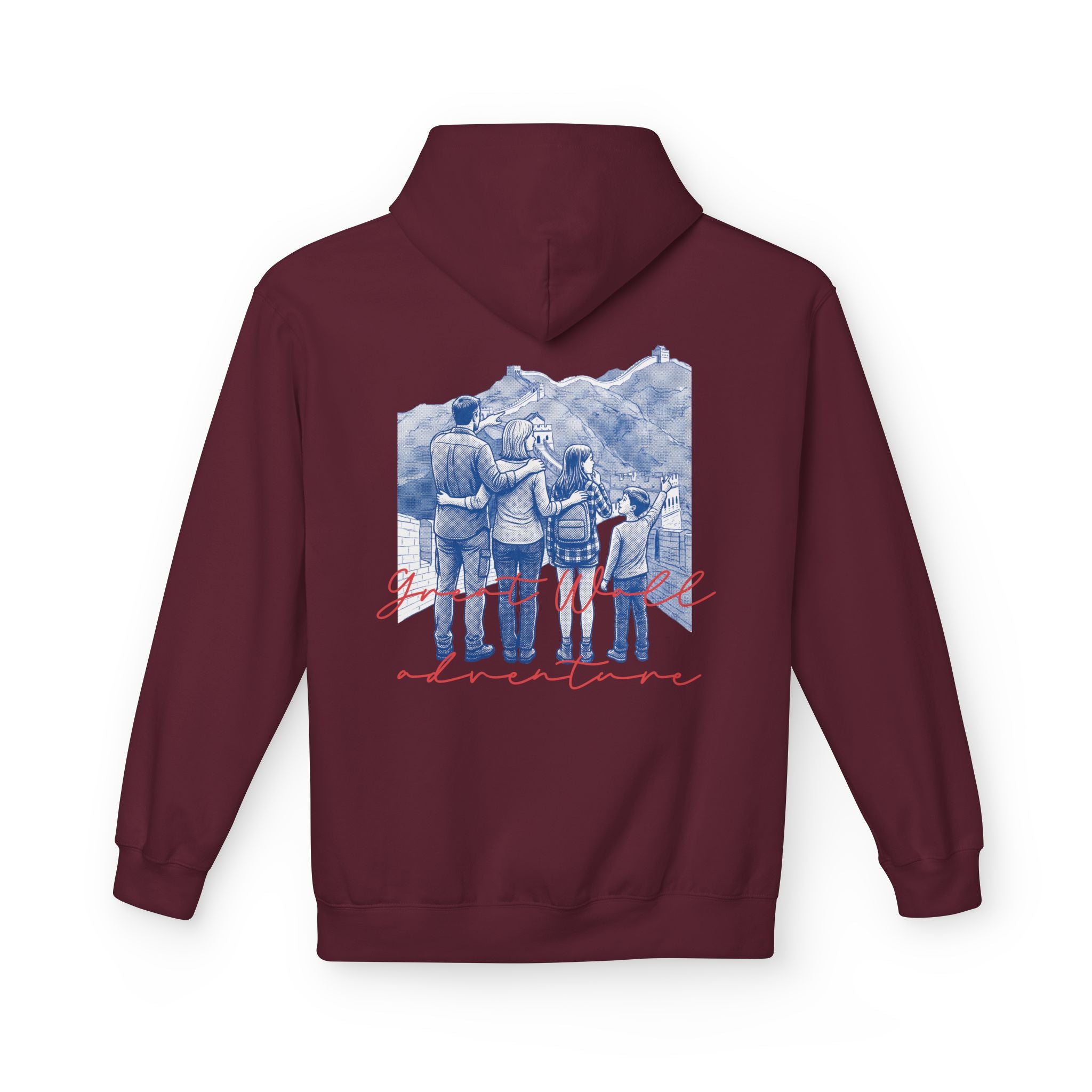 Great Wall Family Adventure Hoodie – Vintage Travel Landmark Graphic Pullover Sweatshirt