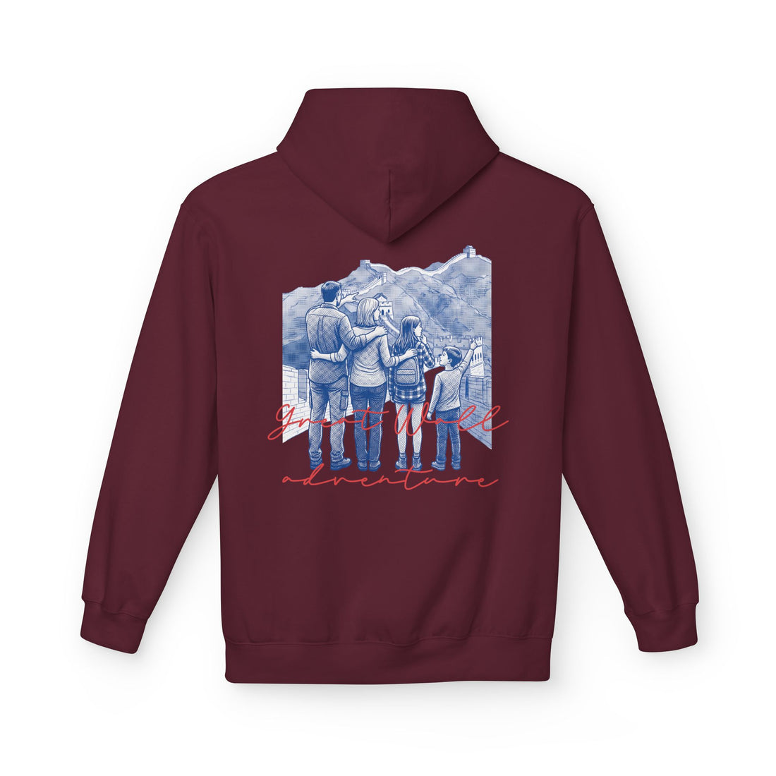Great Wall Family Adventure Hoodie – Vintage Travel Landmark Graphic Pullover Sweatshirt